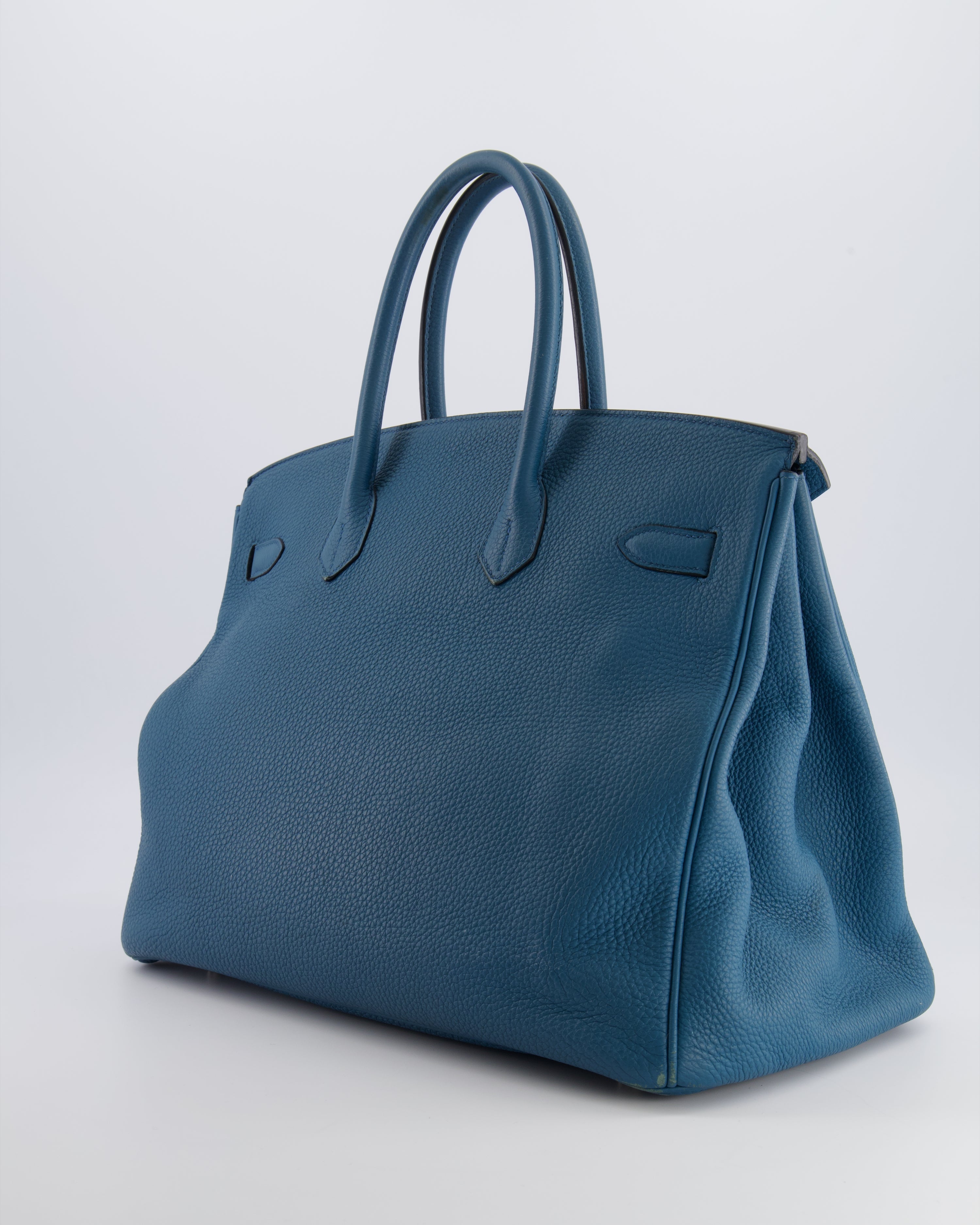 Hermès Birkin 35 Retourne Bag in Blue Jean Togo Leather with Palladium Hardware