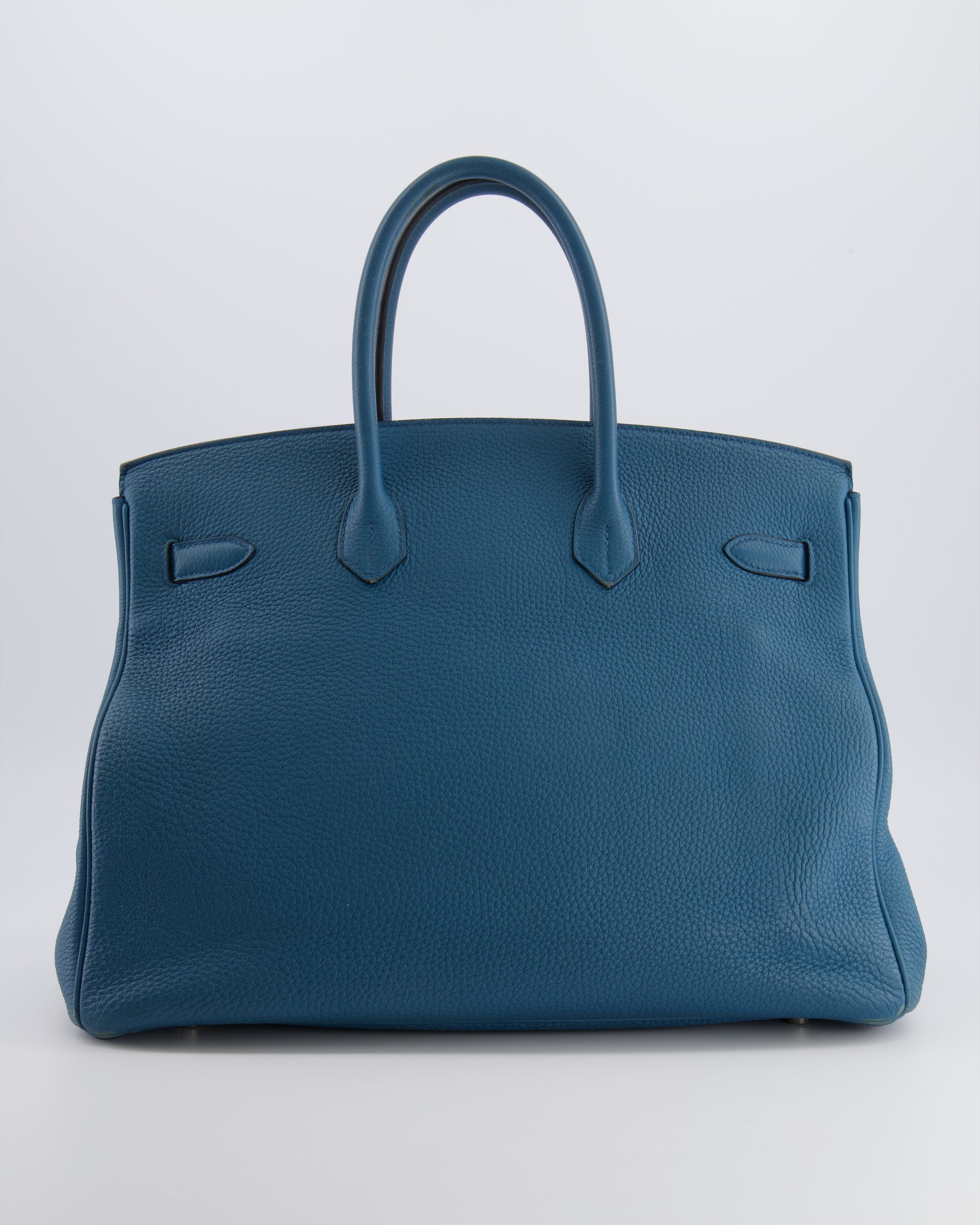 Hermès Birkin 35 Retourne Bag in Blue Jean Togo Leather with Palladium Hardware