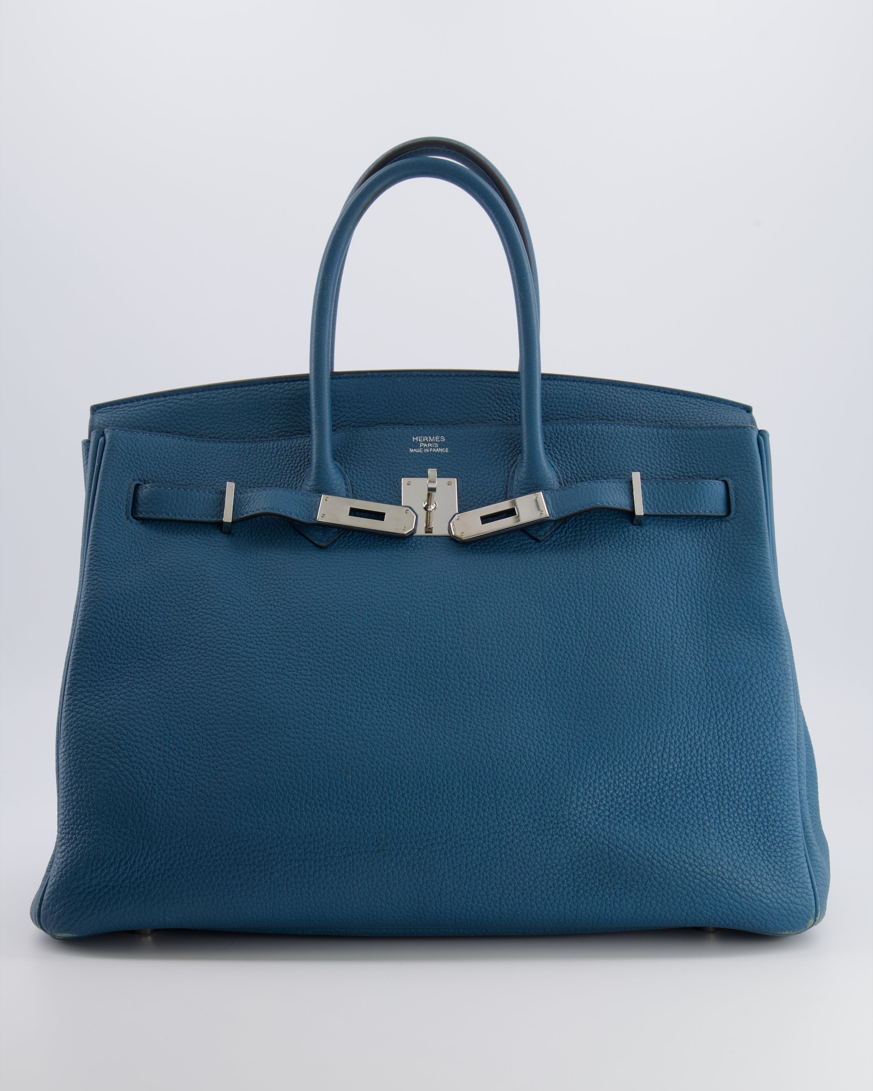Hermès Birkin 35 Retourne Bag in Blue Jean Togo Leather with Palladium Hardware