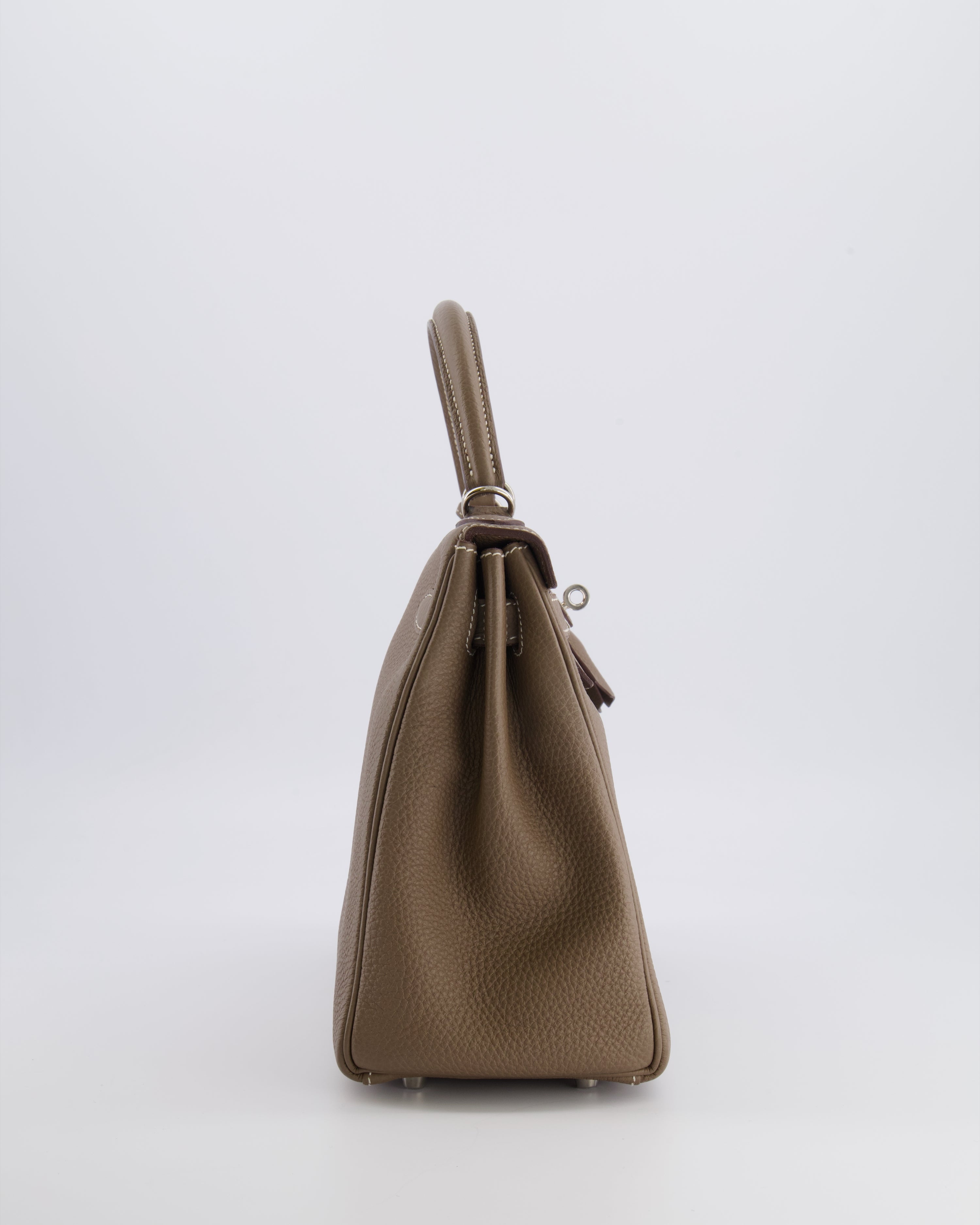 *FIRE PRICE* Hermès Kelly 28 Retourne Bag in Etoupe Togo Leather with Palladium Hardware