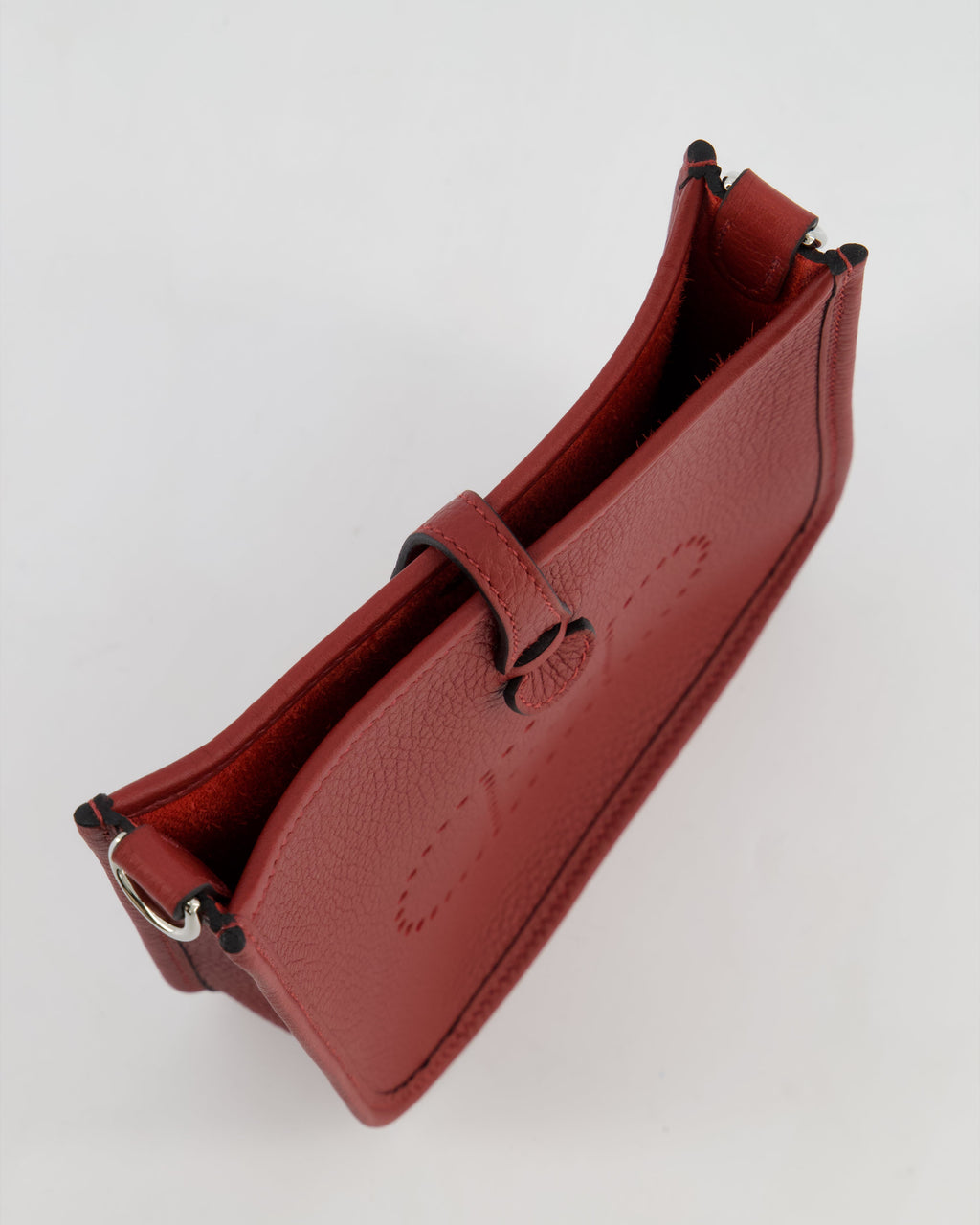 Hermès Mini Evelyne Bag in Rouge H in Clemence Leather with Palladium Hardware
