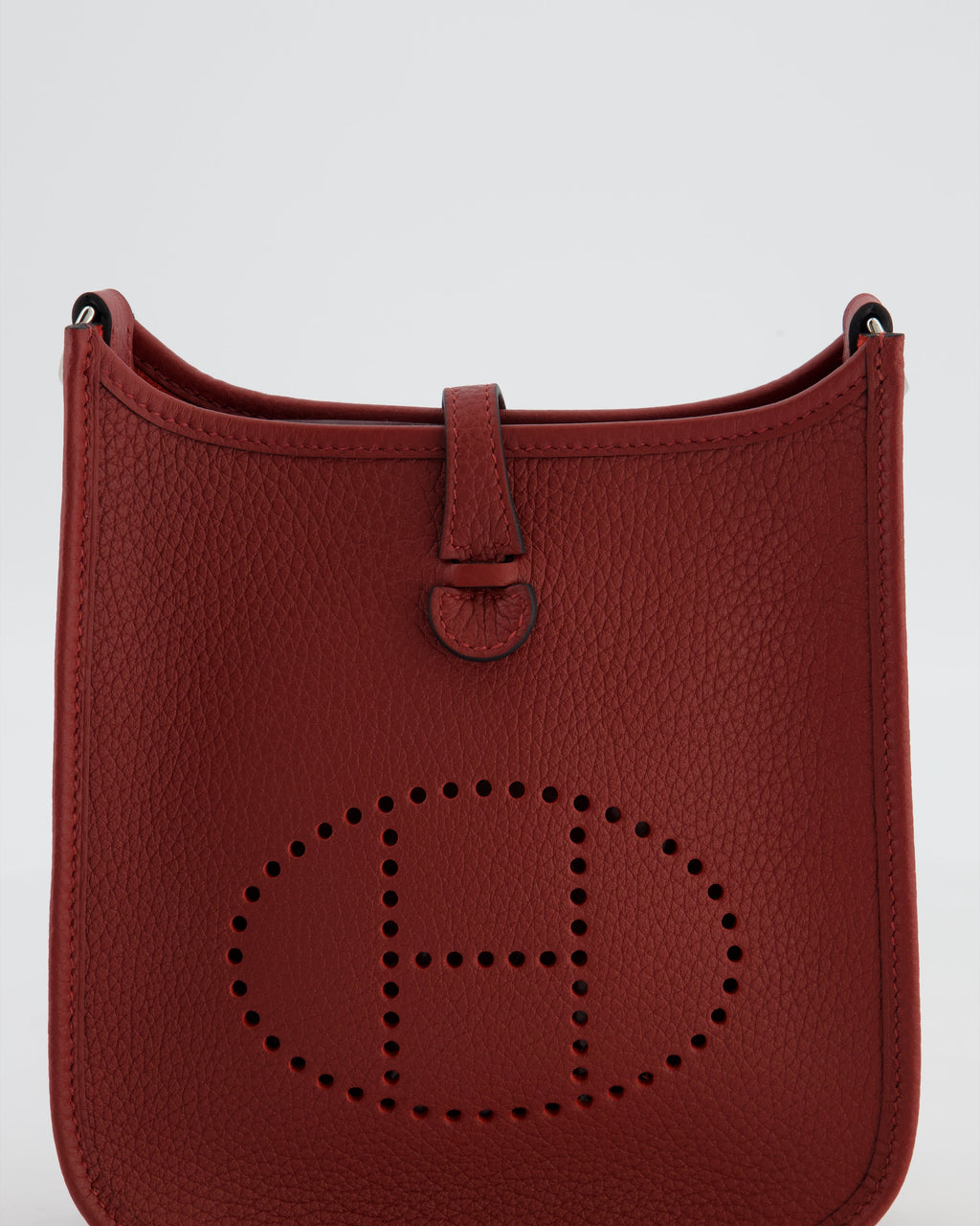 Hermès Mini Evelyne Bag in Rouge H in Clemence Leather with Palladium Hardware