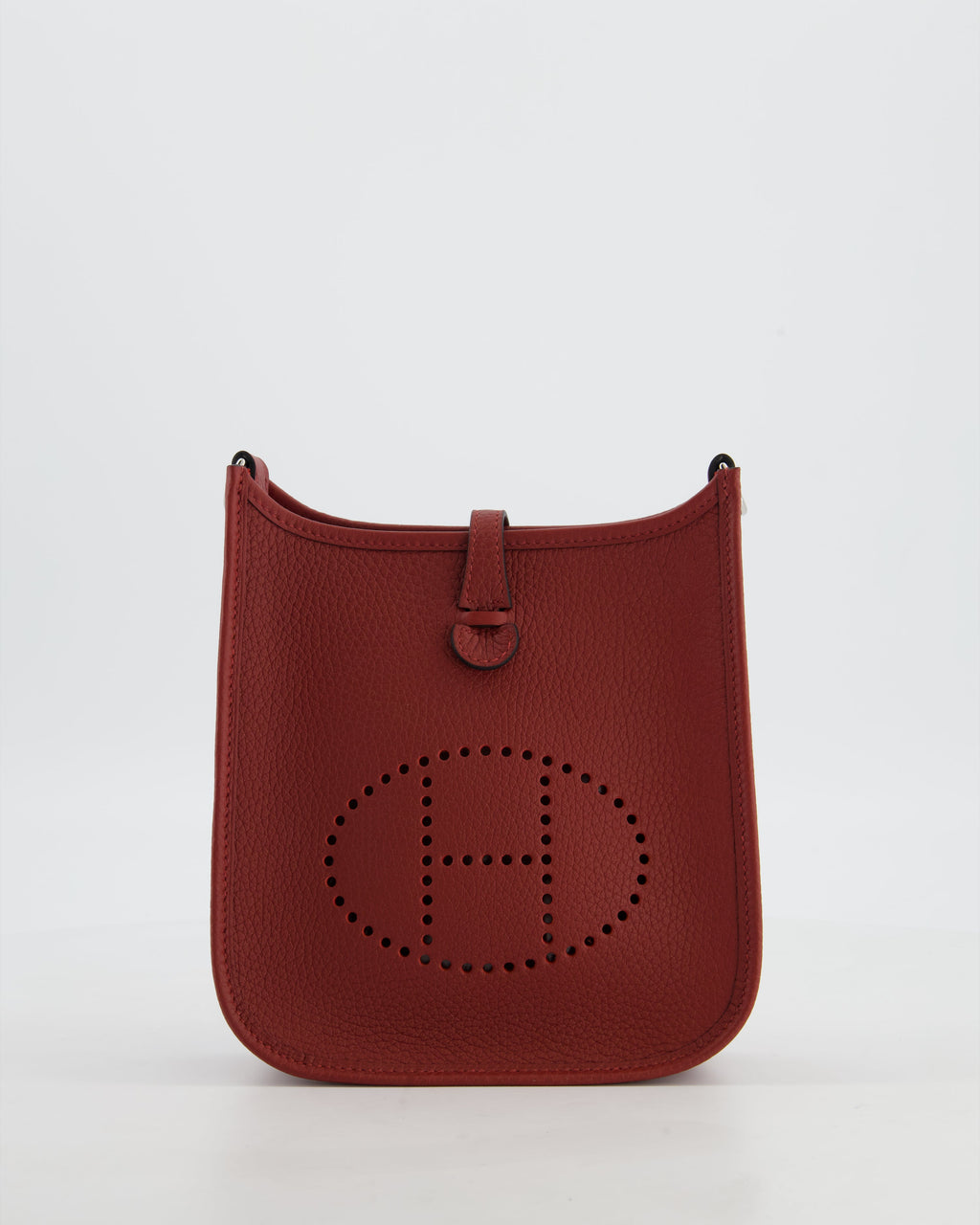 Hermès Mini Evelyne Bag in Rouge H in Clemence Leather with Palladium Hardware