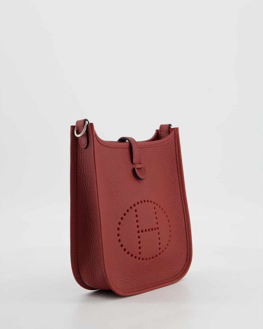 Hermès Mini Evelyne Bag in Rouge H in Clemence Leather with Palladium Hardware