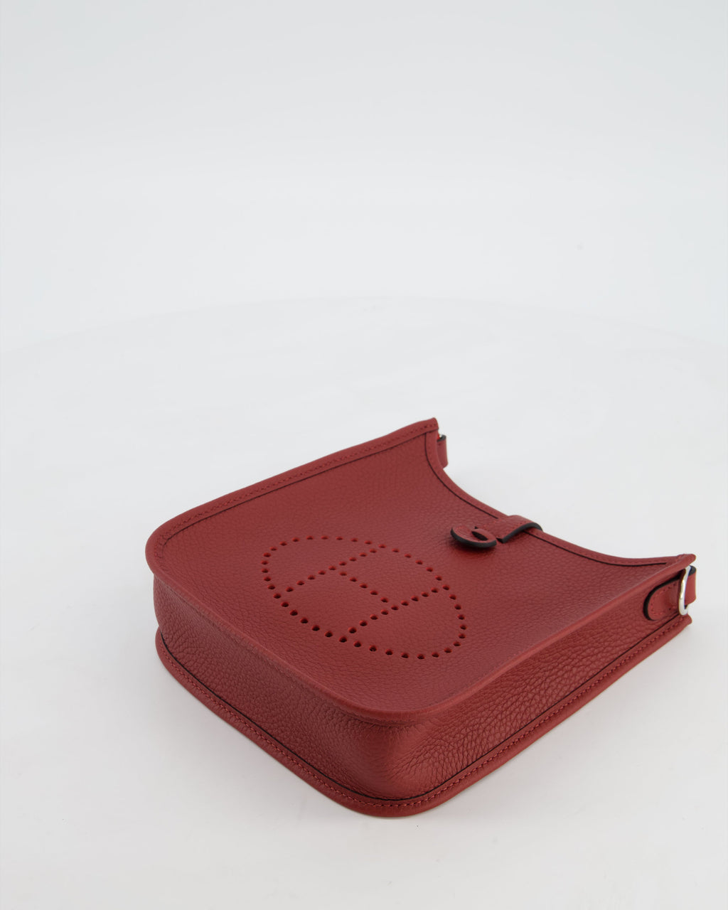 Hermès Mini Evelyne Bag in Rouge H in Clemence Leather with Palladium Hardware
