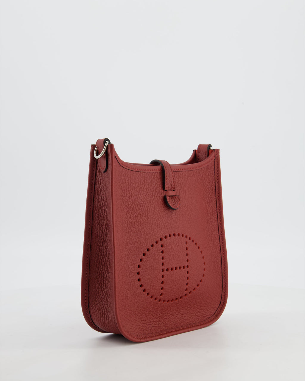 Hermès Mini Evelyne Bag in Rouge H in Clemence Leather with Palladium Hardware