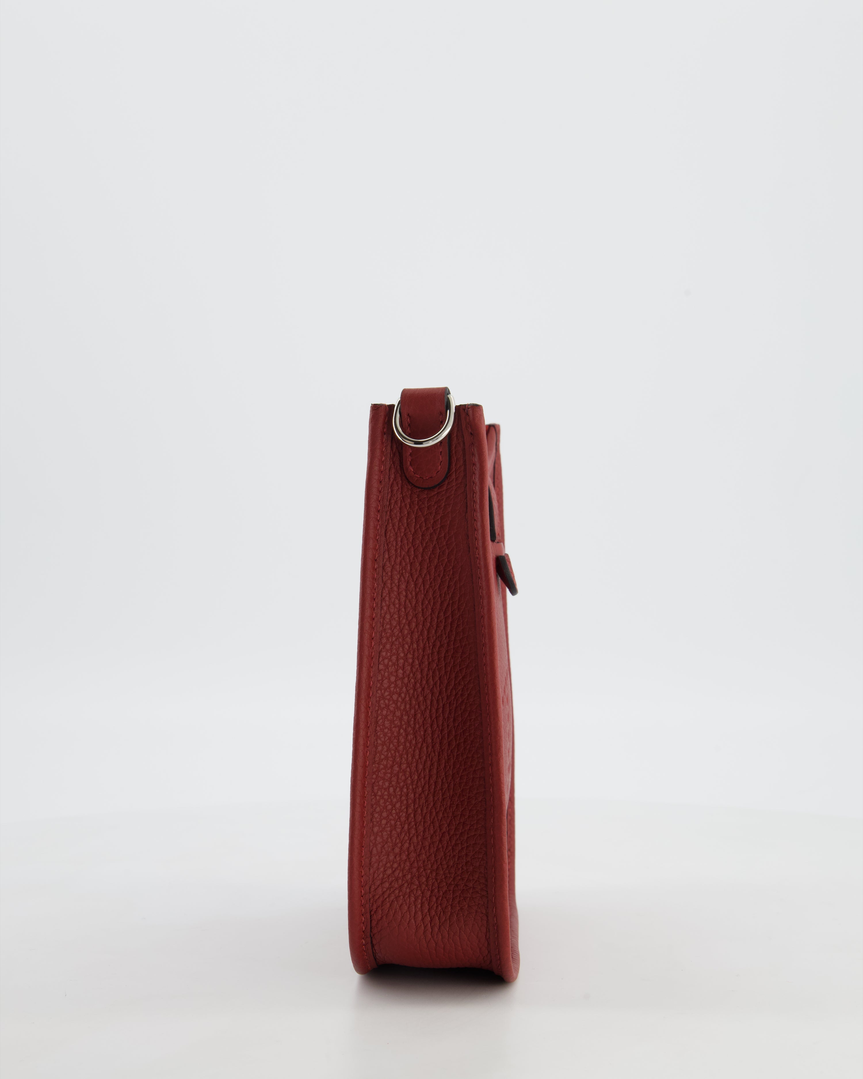 Hermès Mini Evelyne Bag in Rouge H in Clemence Leather with Palladium Hardware