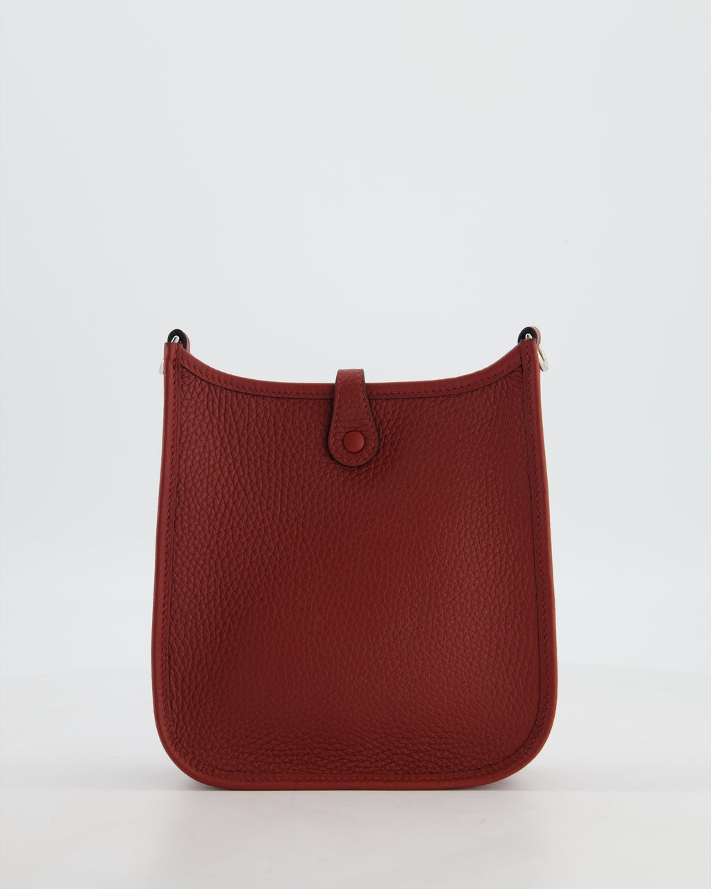 Hermès Mini Evelyne Bag in Rouge H in Clemence Leather with Palladium Hardware