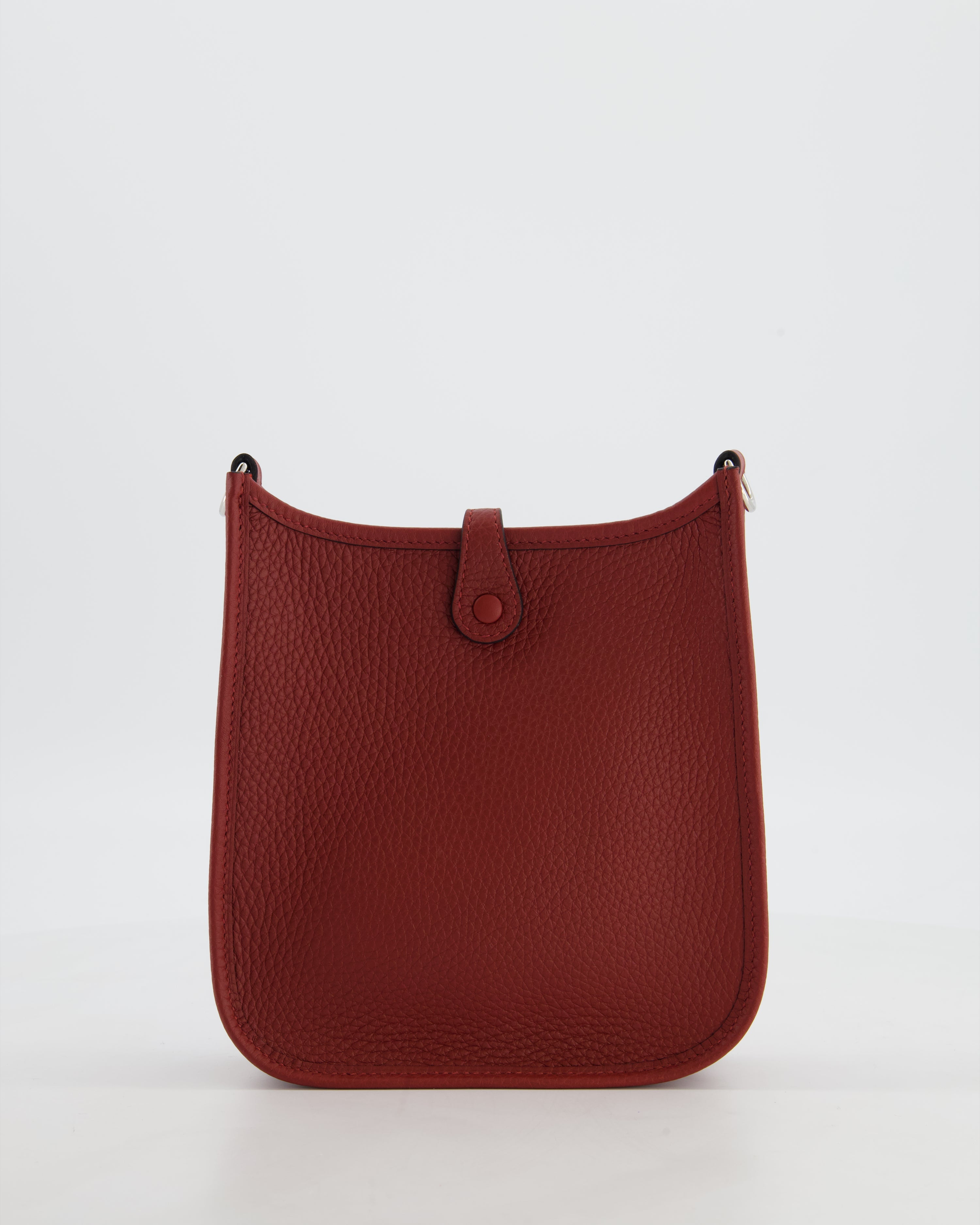 Hermès Mini Evelyne Bag in Rouge H in Clemence Leather with Palladium Hardware