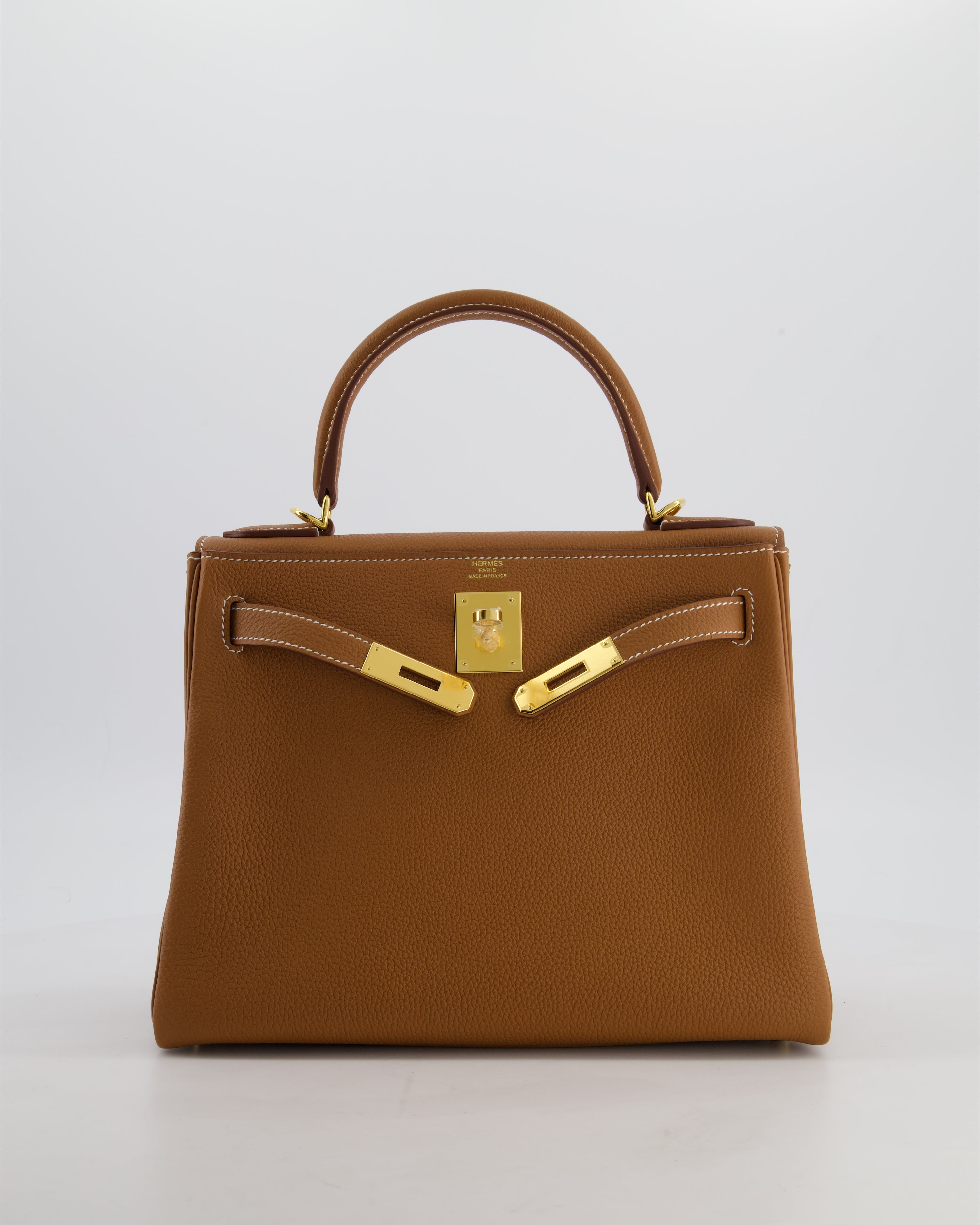 Hermès Kelly 28 Retourne Bag in Gold Togo Leather with Gold Hardware