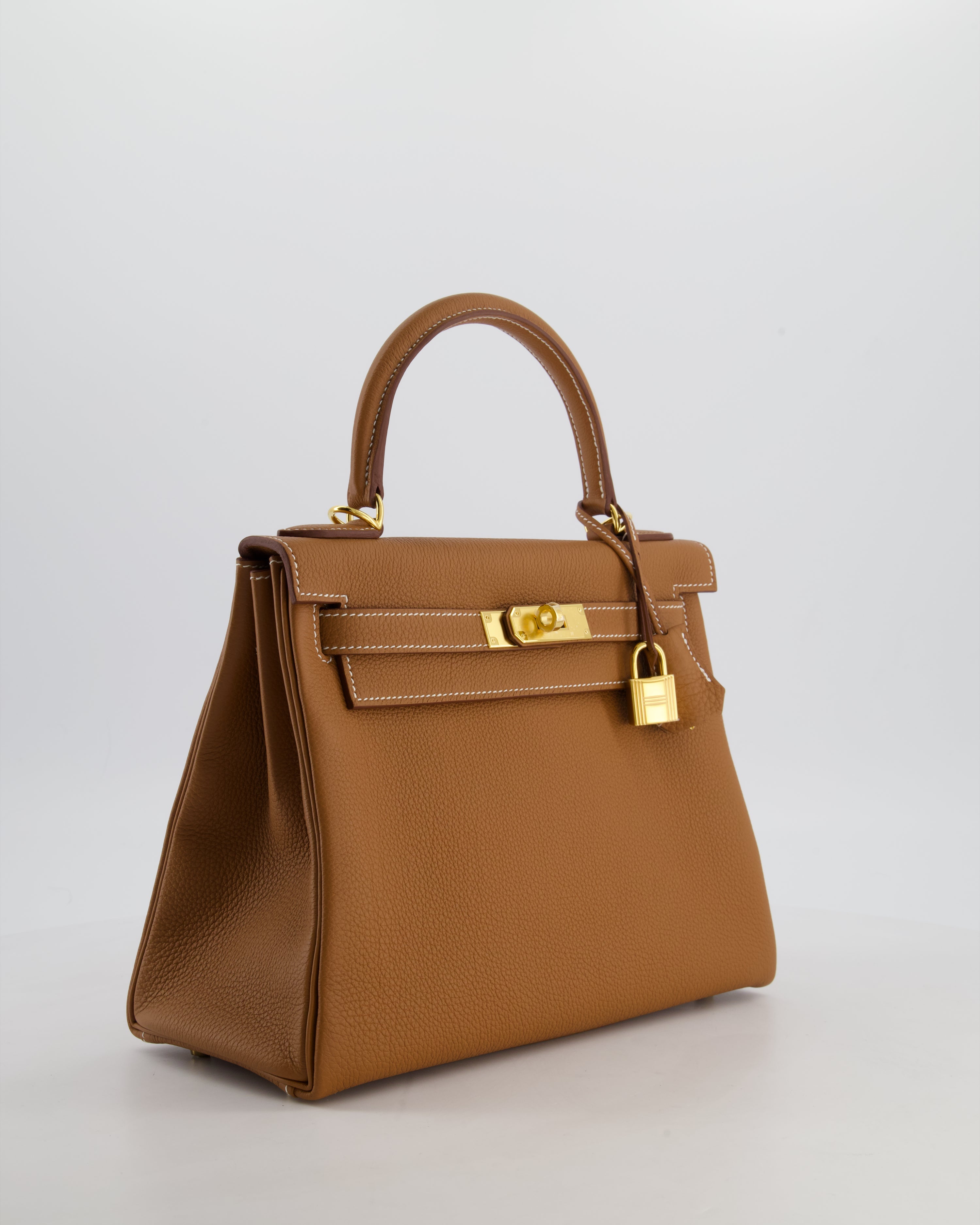Hermès Kelly 28 Retourne Bag in Gold Togo Leather with Gold Hardware