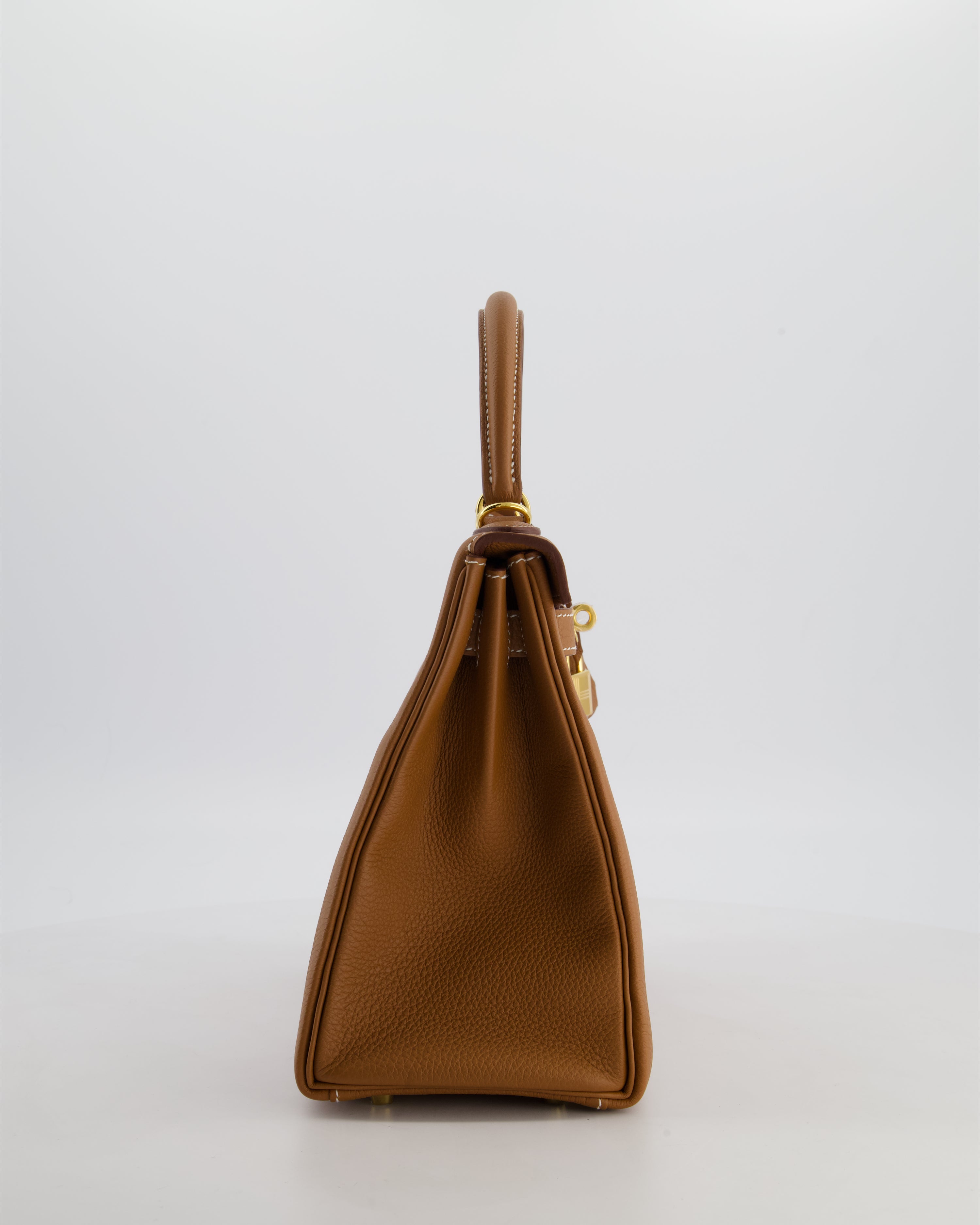 Hermès Kelly 28 Retourne Bag in Gold Togo Leather with Gold Hardware