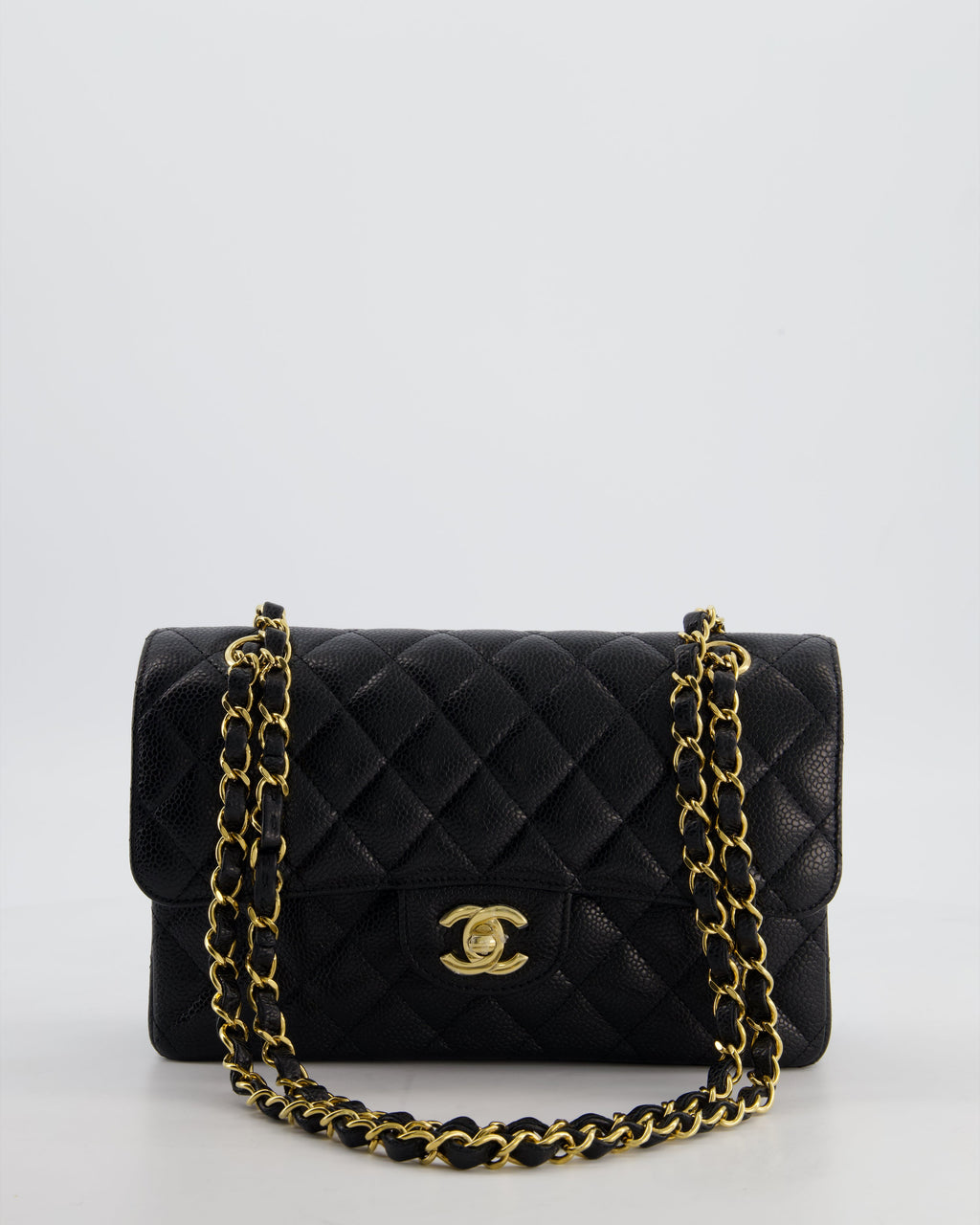 Chanel Black Small Classic Double Flap Bag in Caviar Leather with Gold Hardware