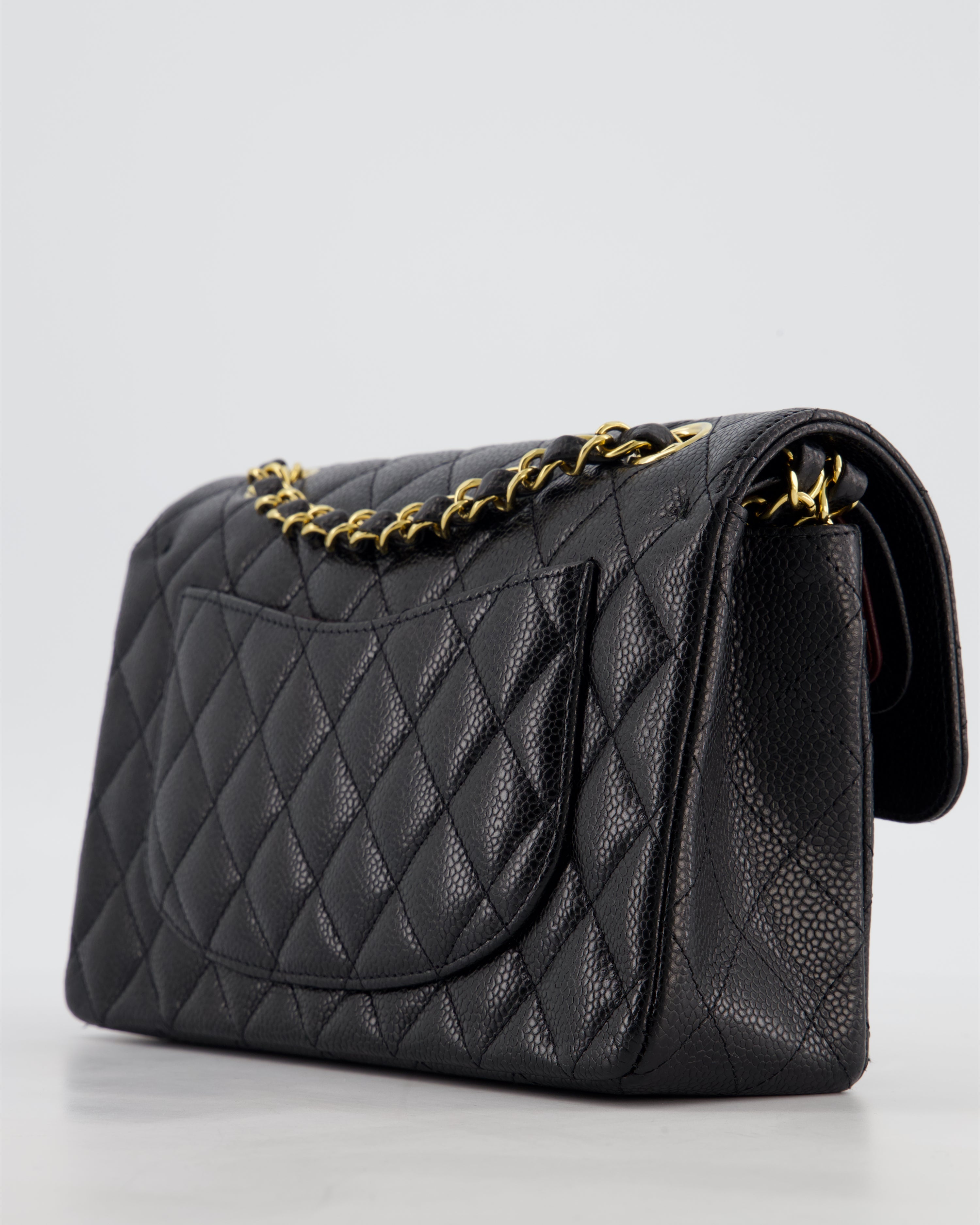 Chanel Black Small Classic Double Flap Bag in Caviar Leather with Gold Hardware