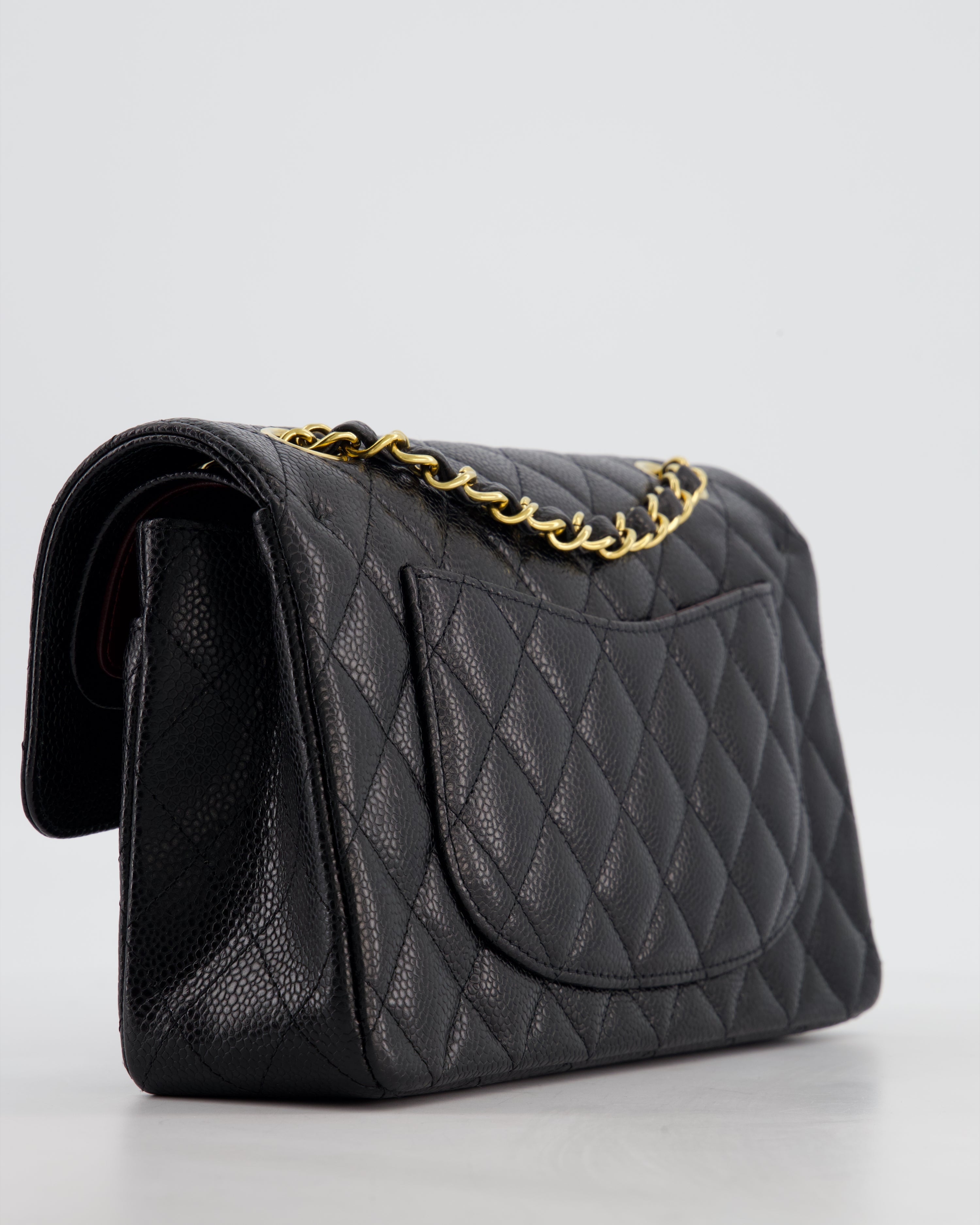 Chanel Black Small Classic Double Flap Bag in Caviar Leather with Gold Hardware