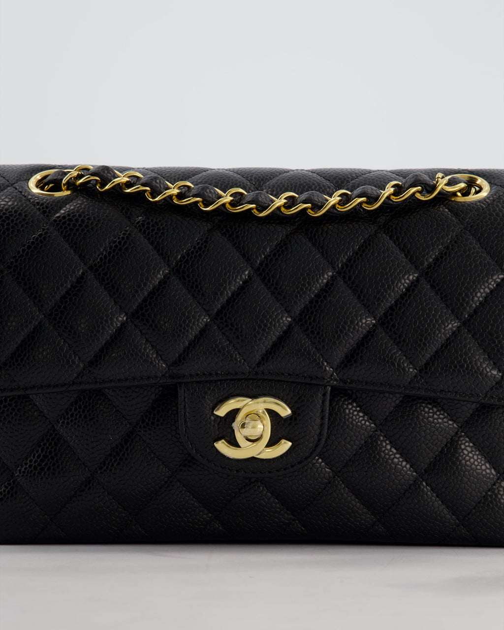 Chanel Black Small Classic Double Flap Bag in Caviar Leather with Gold Hardware