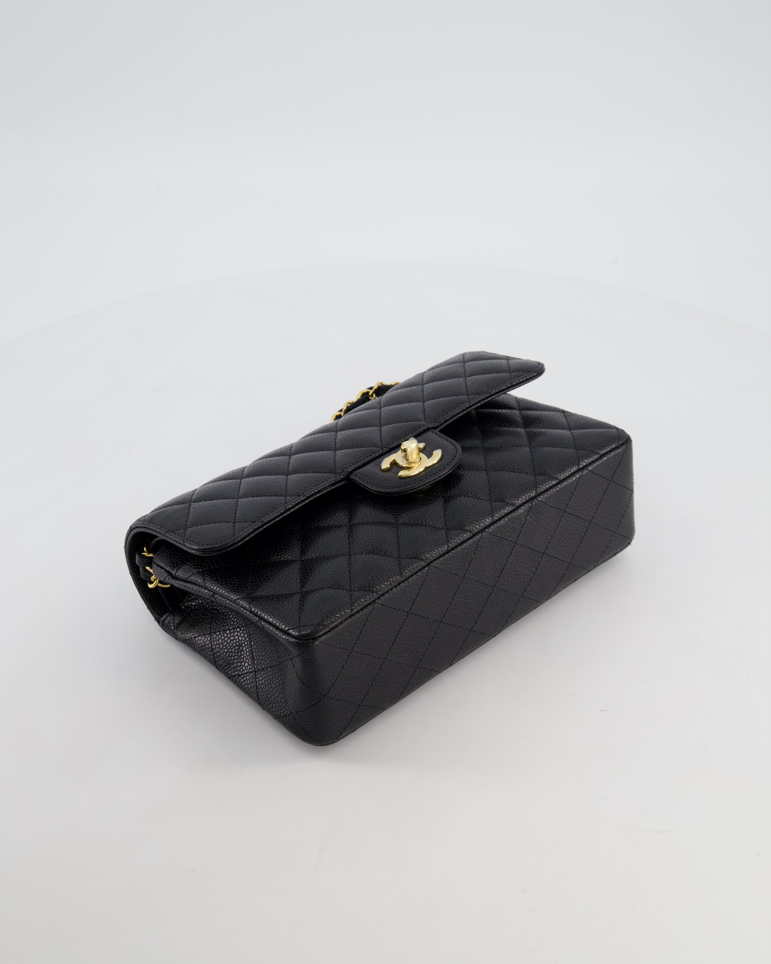 Chanel Black Small Classic Double Flap Bag in Caviar Leather with Gold Hardware