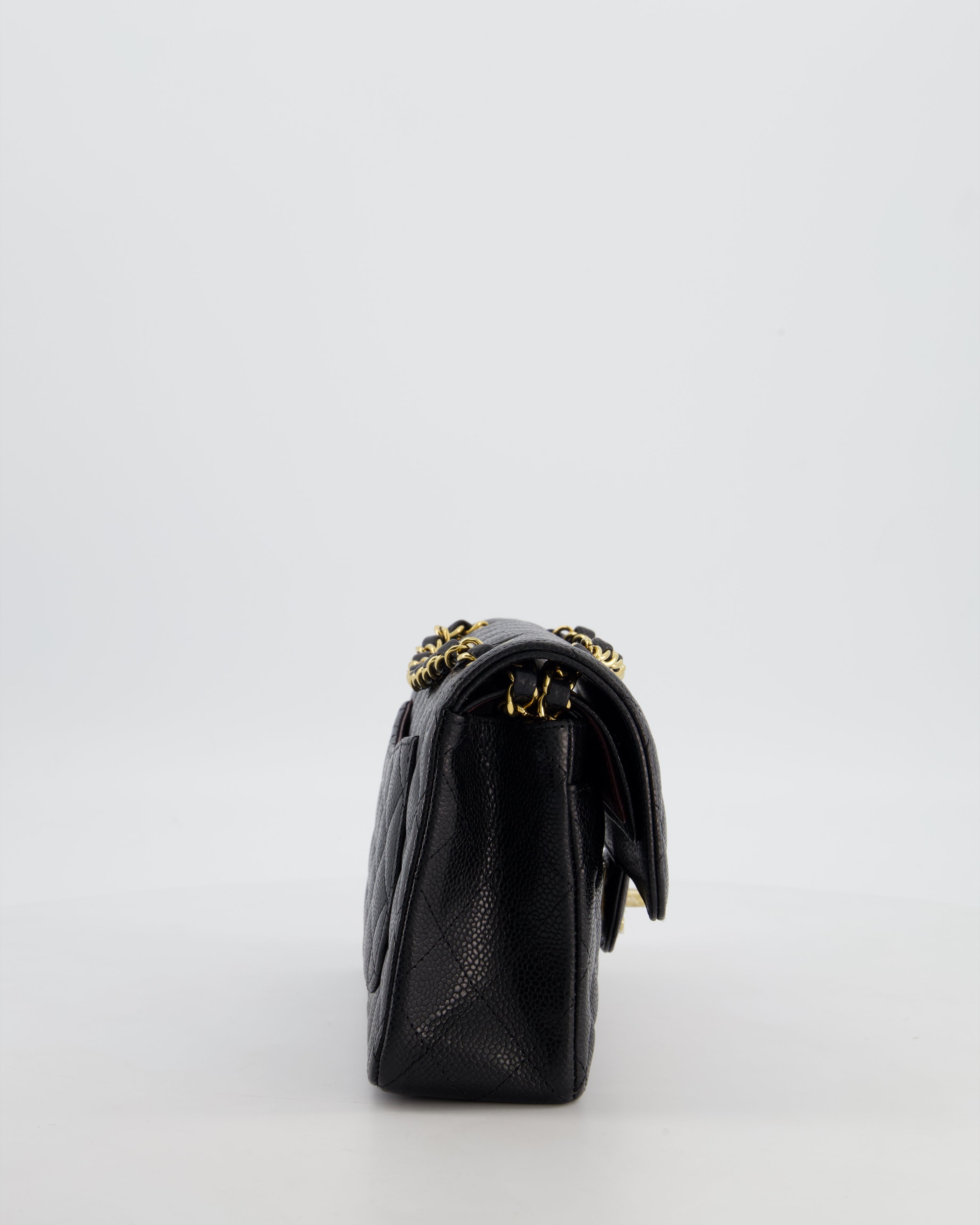 Chanel Black Small Classic Double Flap Bag in Caviar Leather with Gold Hardware