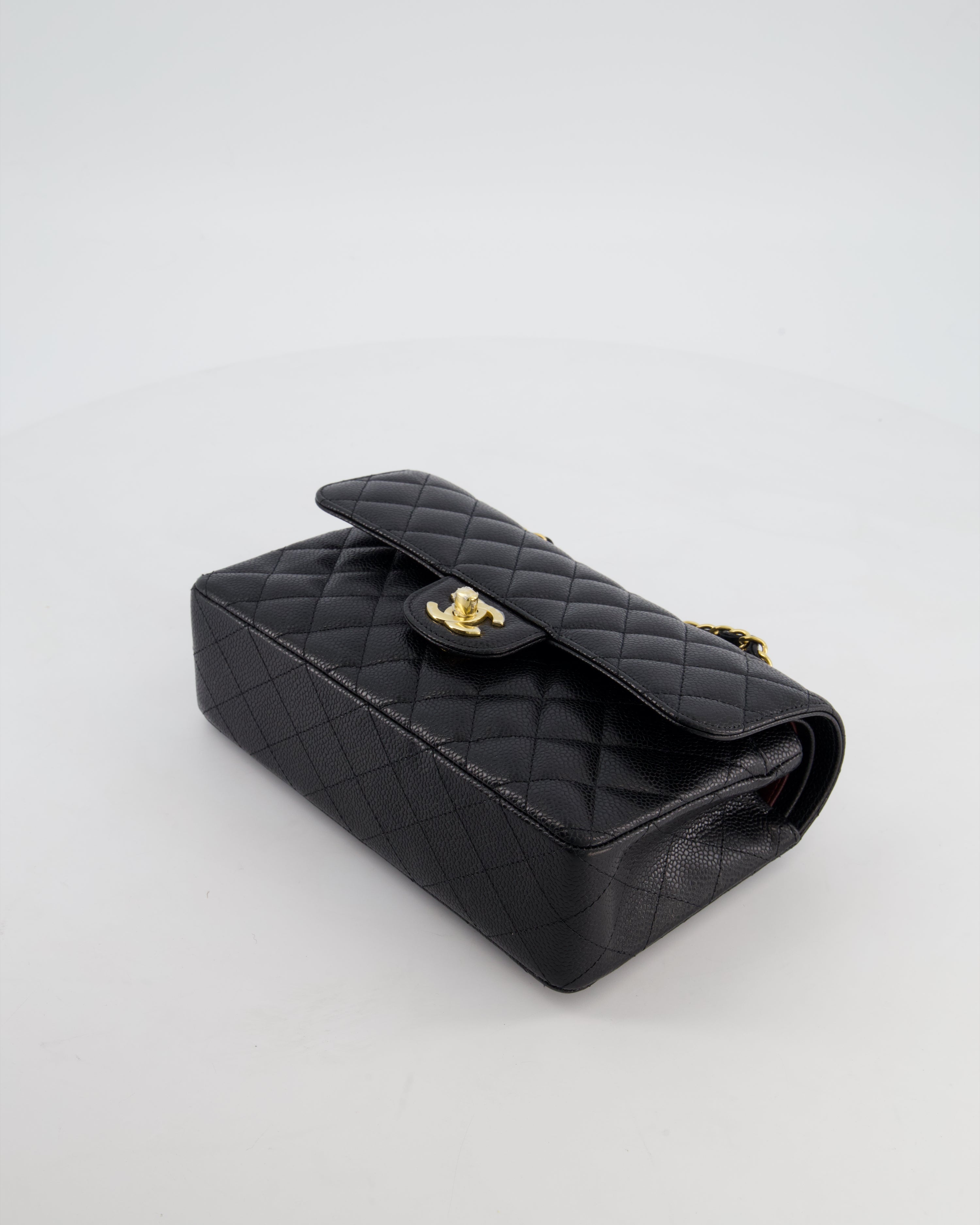 Chanel Black Small Classic Double Flap Bag in Caviar Leather with Gold Hardware