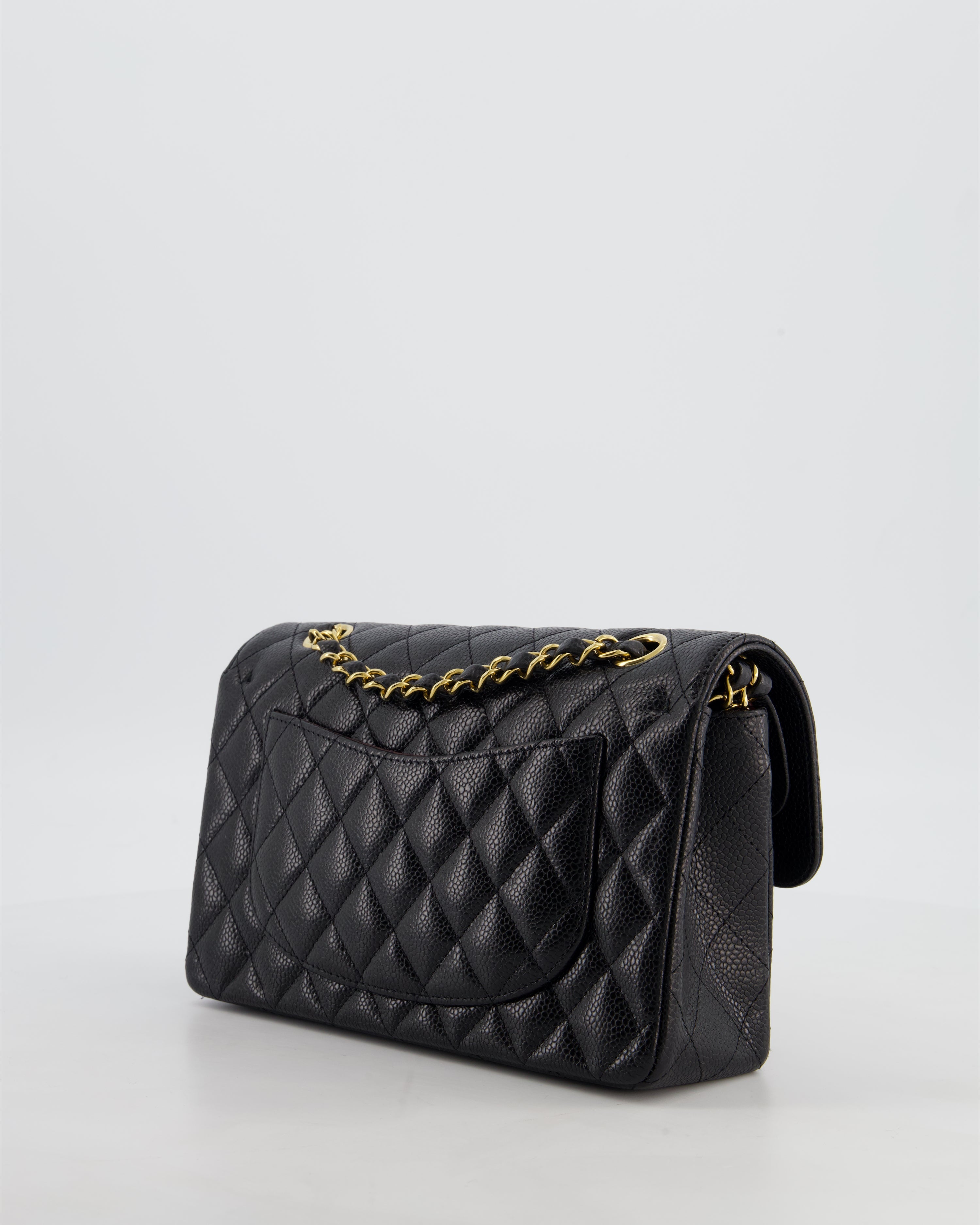 Chanel Black Small Classic Double Flap Bag in Caviar Leather with Gold Hardware