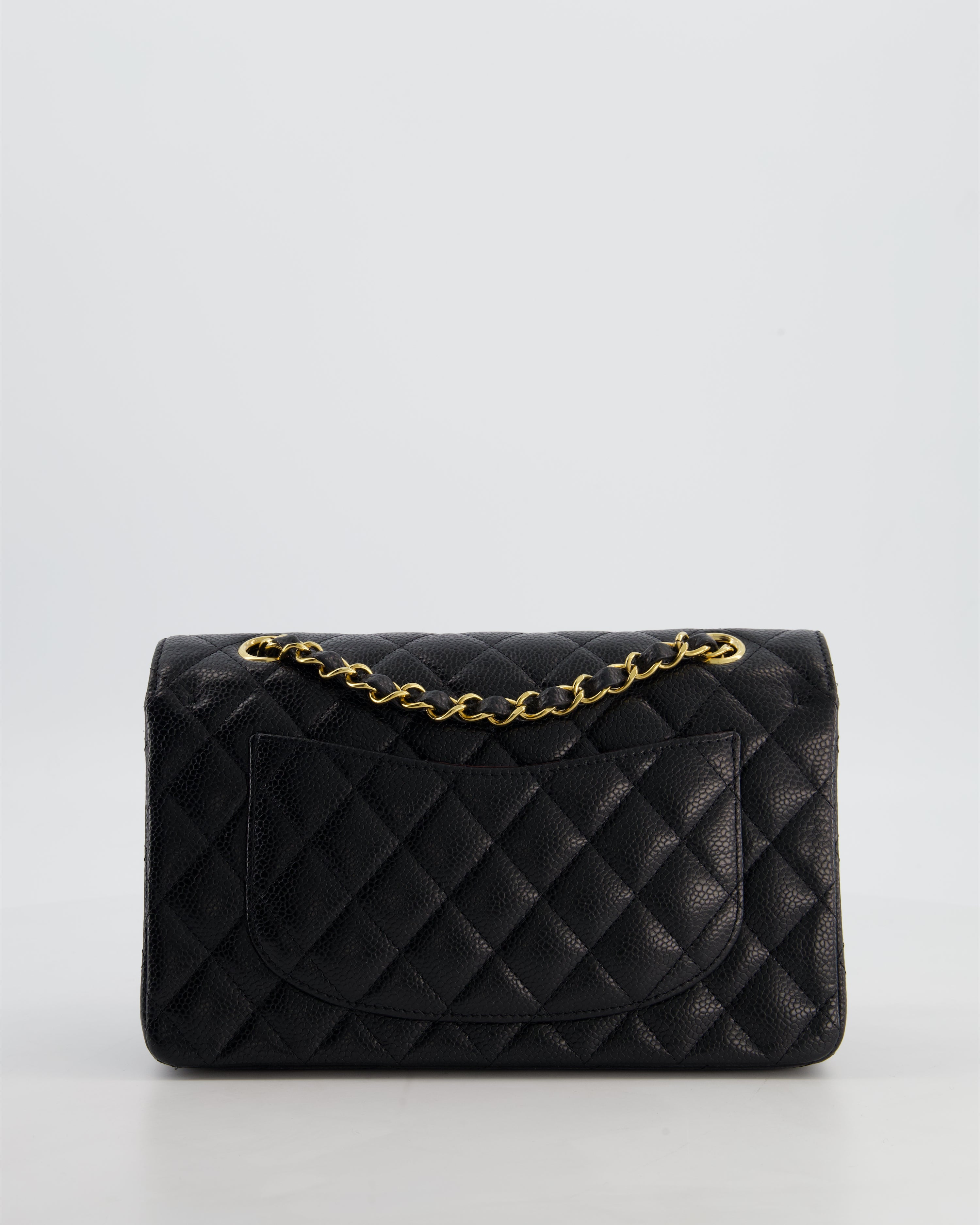 Chanel Black Small Classic Double Flap Bag in Caviar Leather with Gold Hardware