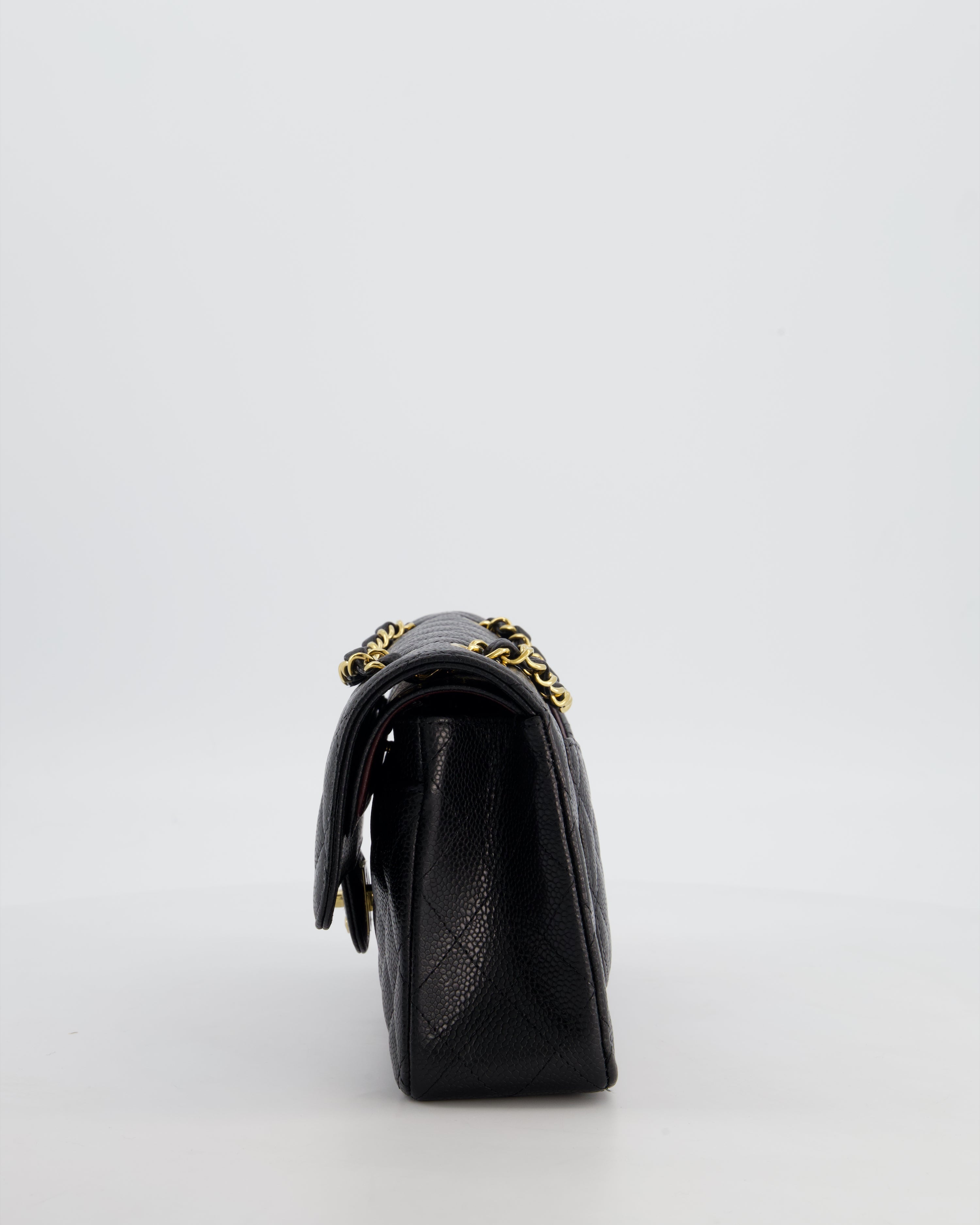 Chanel Black Small Classic Double Flap Bag in Caviar Leather with Gold Hardware
