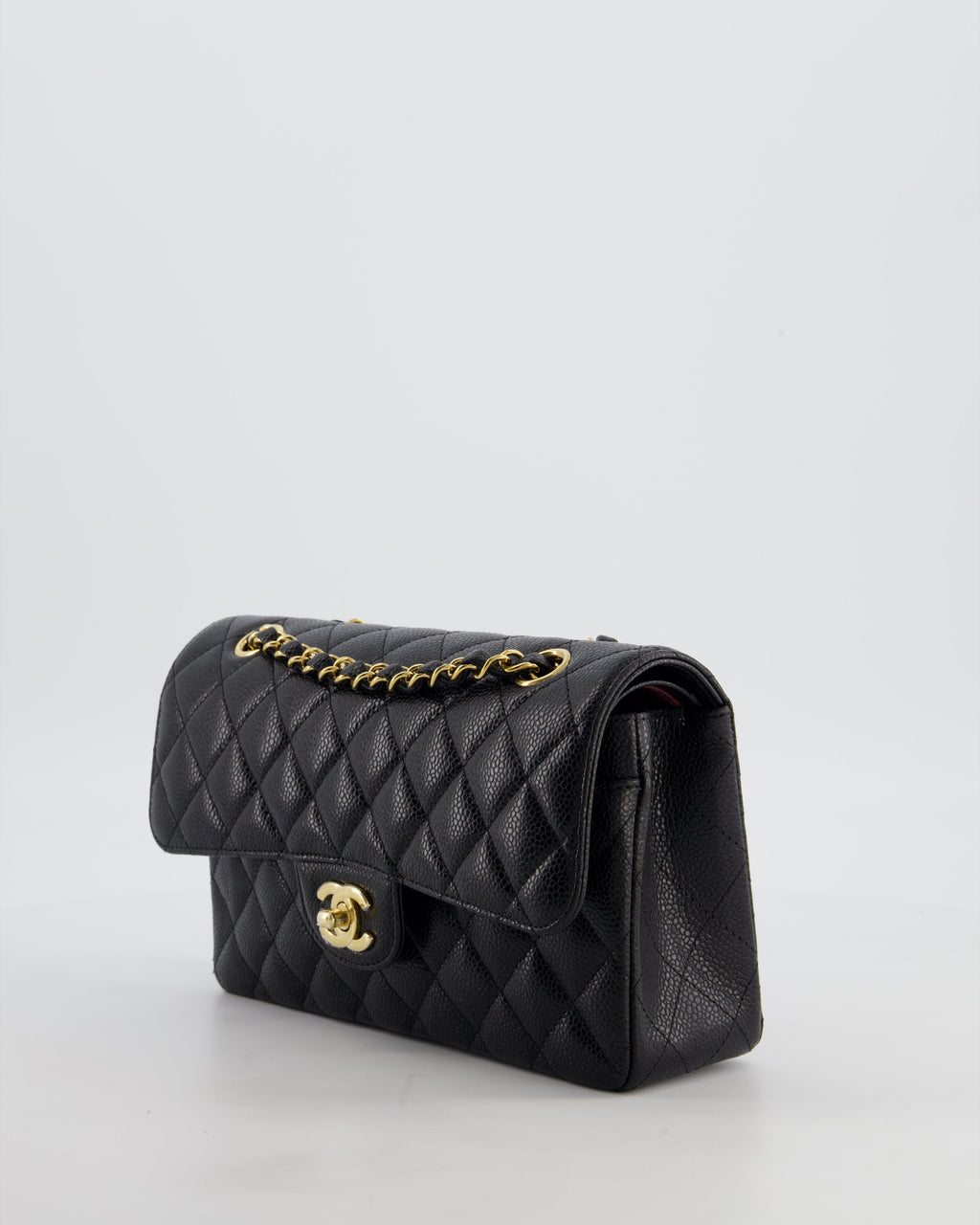 Chanel Black Small Classic Double Flap Bag in Caviar Leather with Gold Hardware
