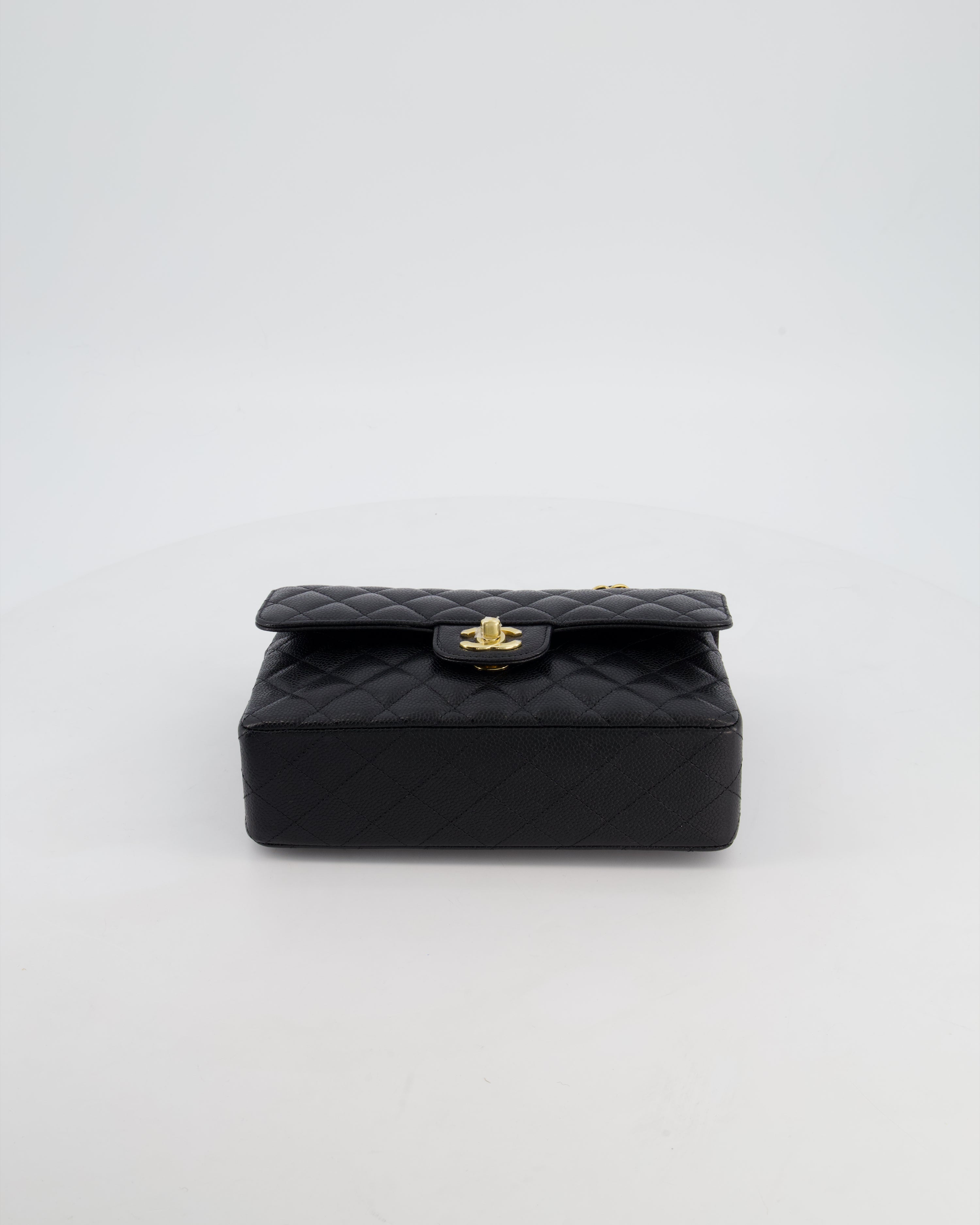 Chanel Black Small Classic Double Flap Bag in Caviar Leather with Gold Hardware