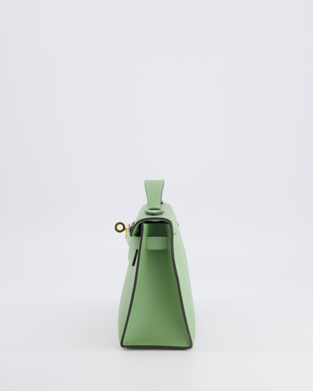 *HOT COLOUR* Hermès Mini Kelly Pochette Bag in Vert Criquet Swift Leather with Gold Hardware