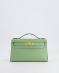*HOT COLOUR* Hermès Mini Kelly Pochette Bag in Vert Criquet Swift Leather with Gold Hardware