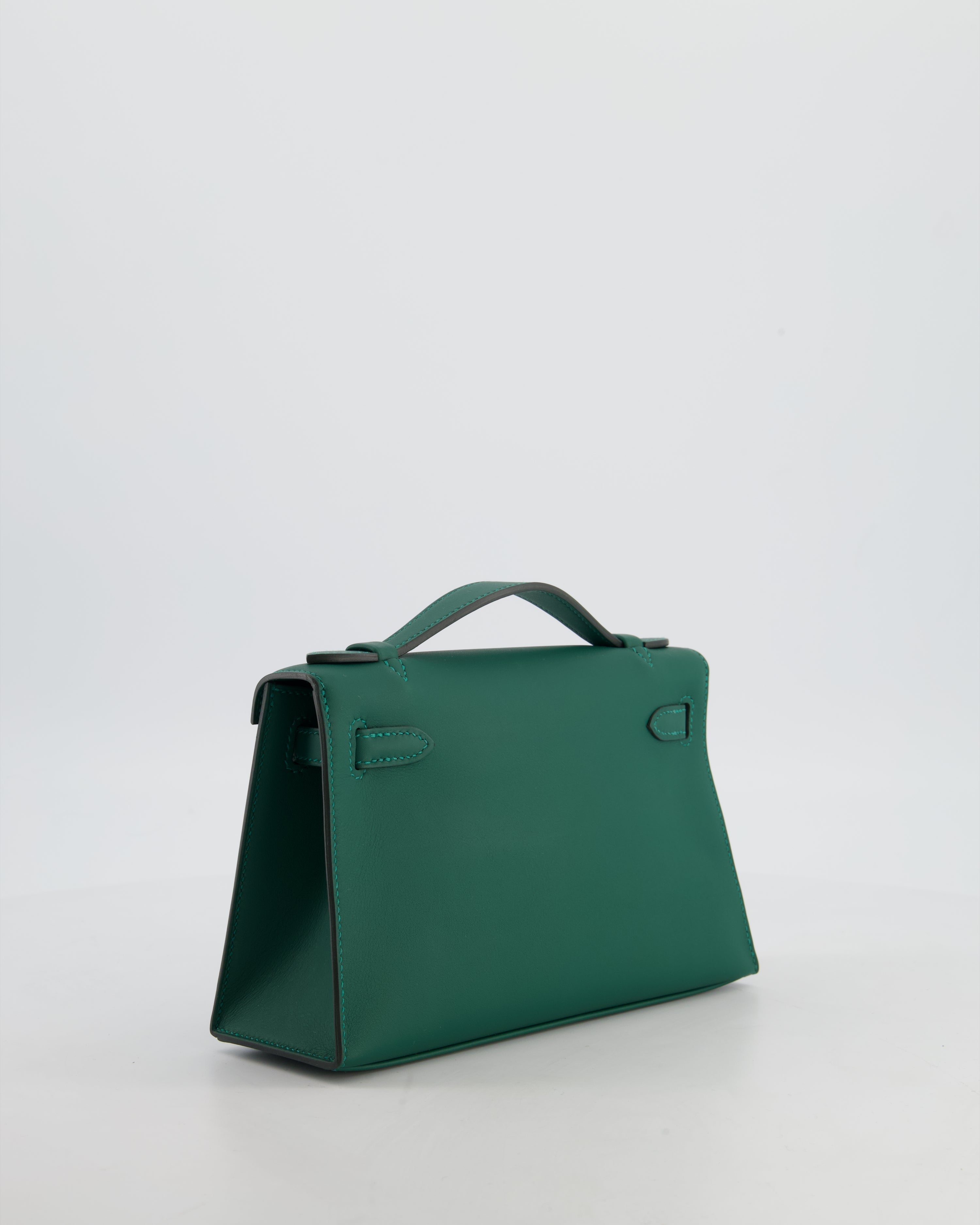 *RARE* Hermès Mini Kelly Pochette Bag in Vert Moyen Swift Leather with Gold Hardware