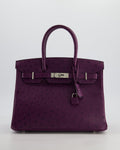 *HOT & RARE* Hermès Birkin 30 Retourne Bag in Violine Ostrich Leather with Palladium Hardware