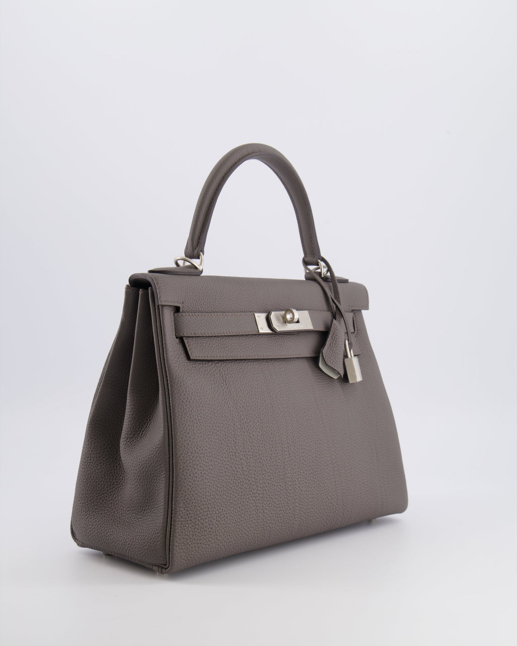 Hermès Kelly 28 Retourne HSS Bag in Gris Etain Togo Leather with Gris Perle Interior and Brushed Palladium Hardware