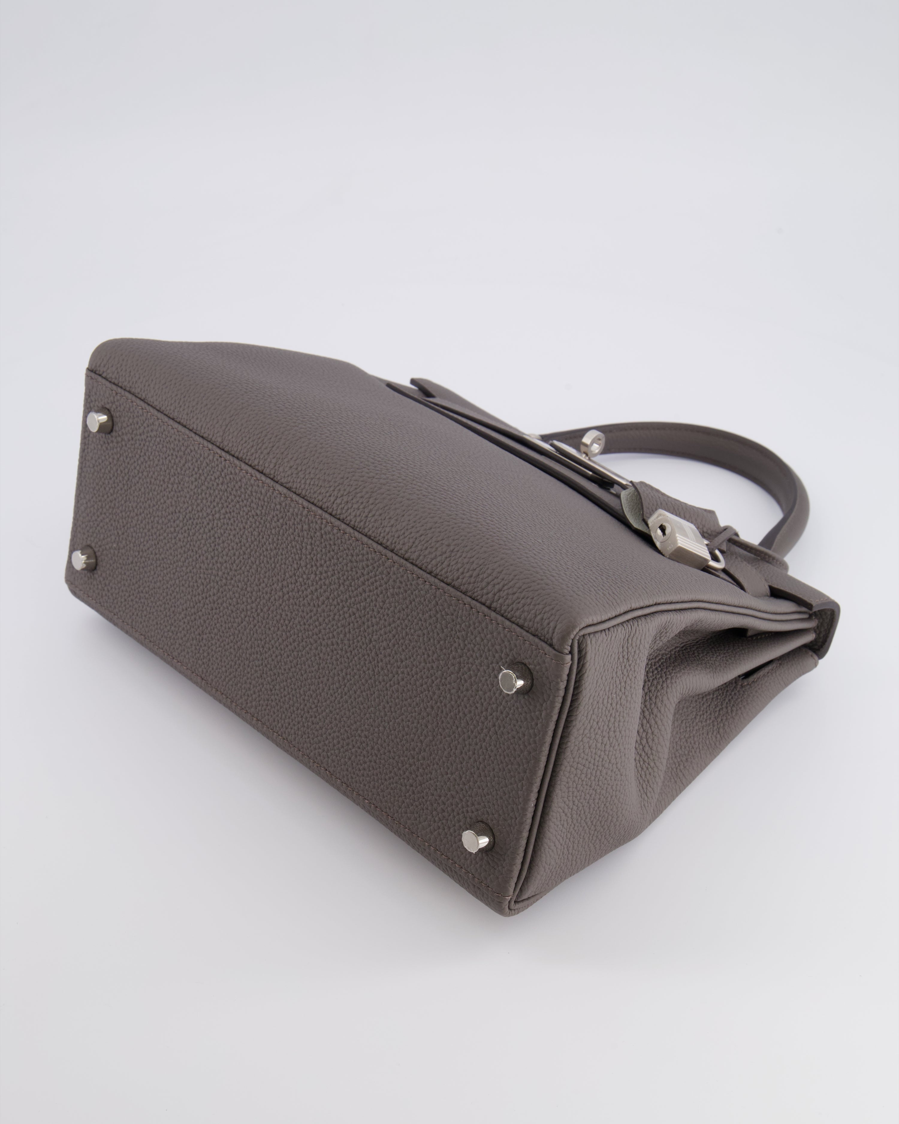 Hermès Kelly 28 Retourne HSS Bag in Gris Etain Togo Leather with Gris Perle Interior and Brushed Palladium Hardware