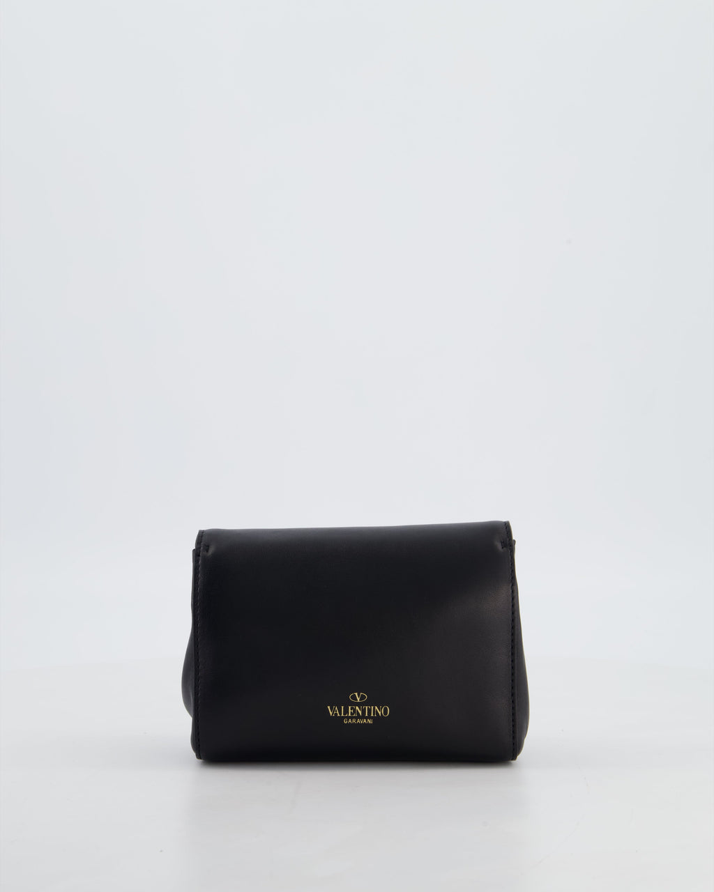 Valentino Black Mini Leather Rockstud Bow Crossbody Bag with Champagne Gold Hardware