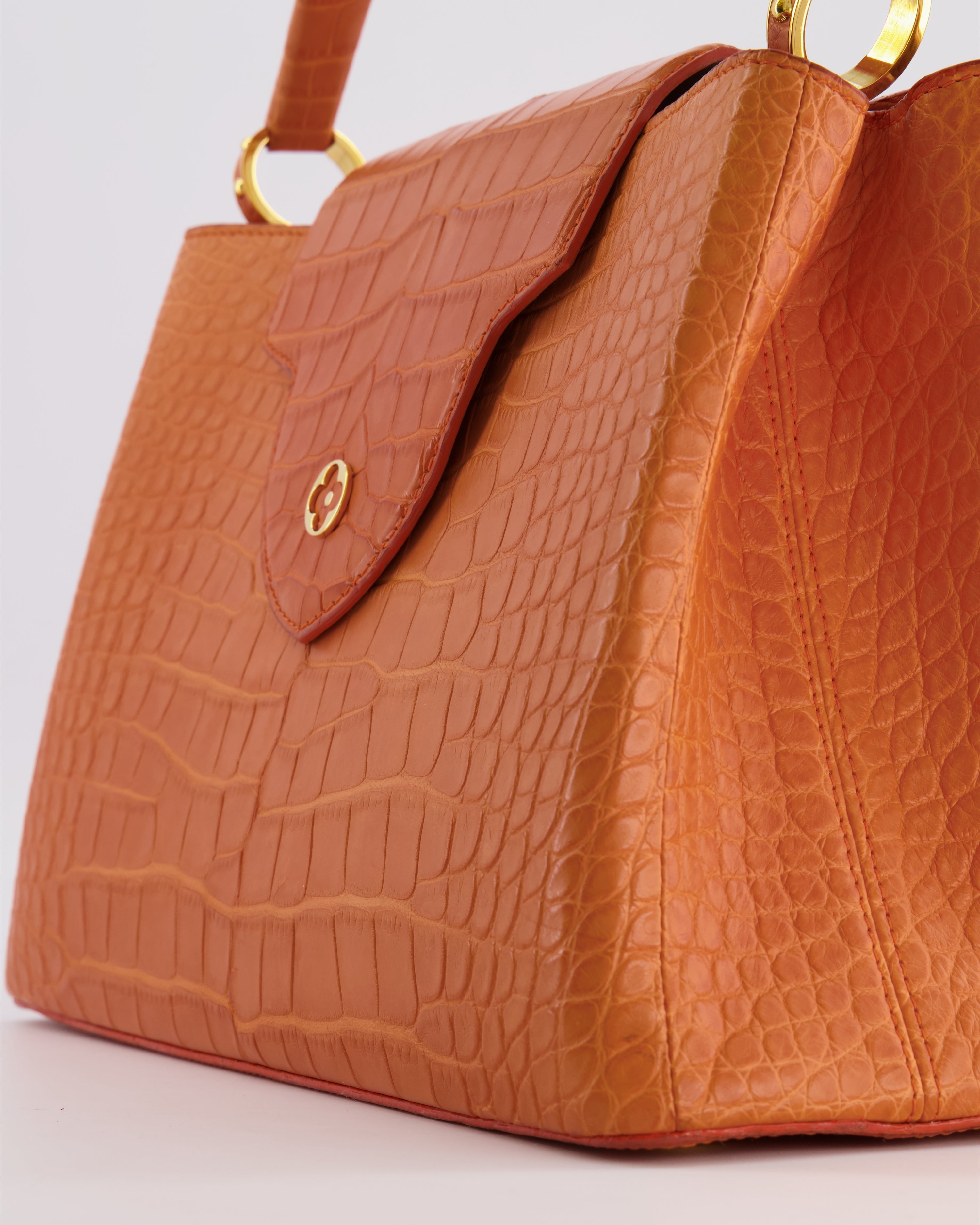 *RARE* Louis Vuitton Mandarine Orange Capucines Large Bag in Crocodile Niloticus Leather with Gold Hardware RRP £32,000