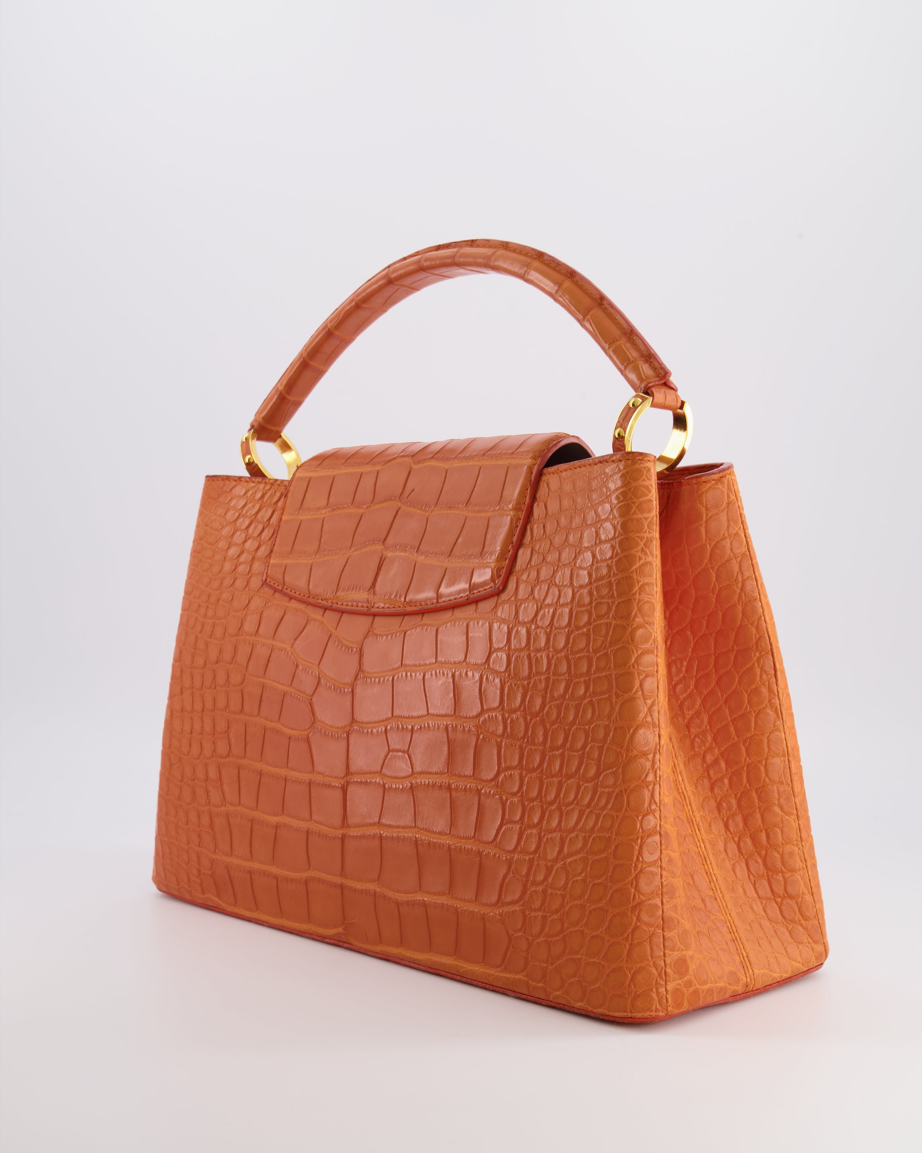 *RARE* Louis Vuitton Mandarine Orange Capucines Large Bag in Crocodile Niloticus Leather with Gold Hardware RRP £32,000