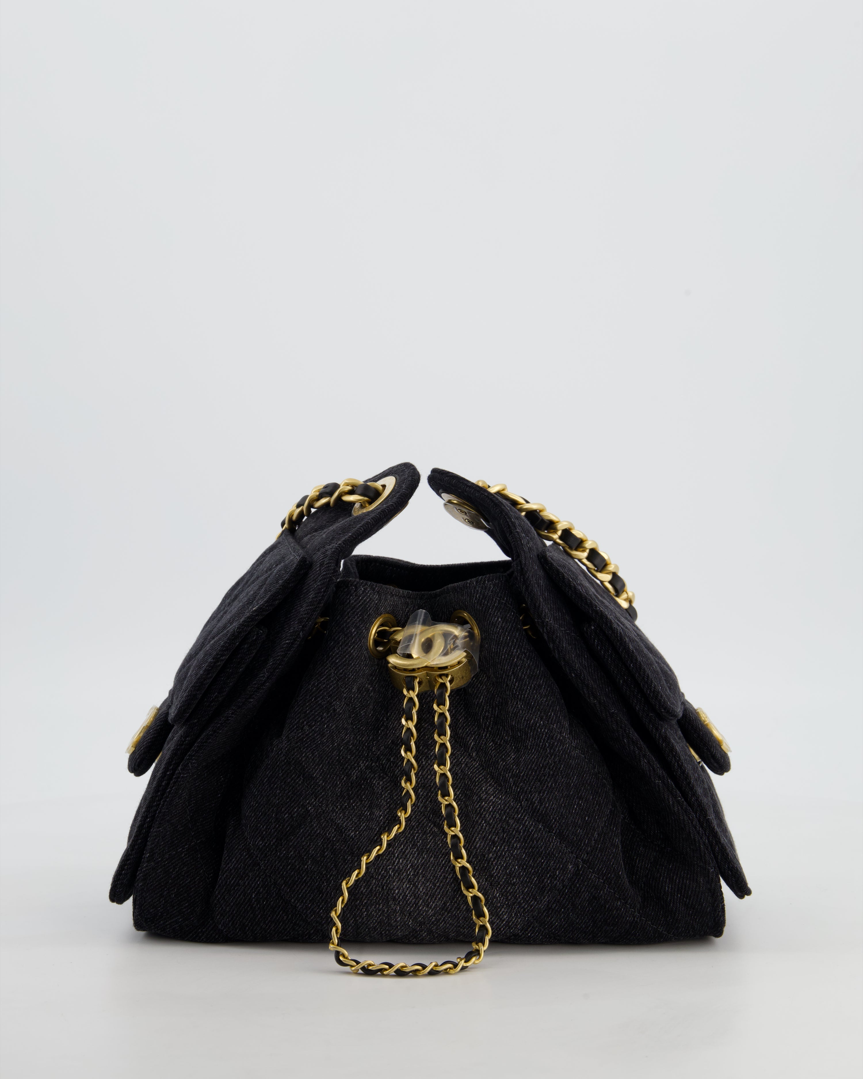 *RARE* Chanel 26C Mini 25 Handbag in Black Denim with Brushed Gold Hardware