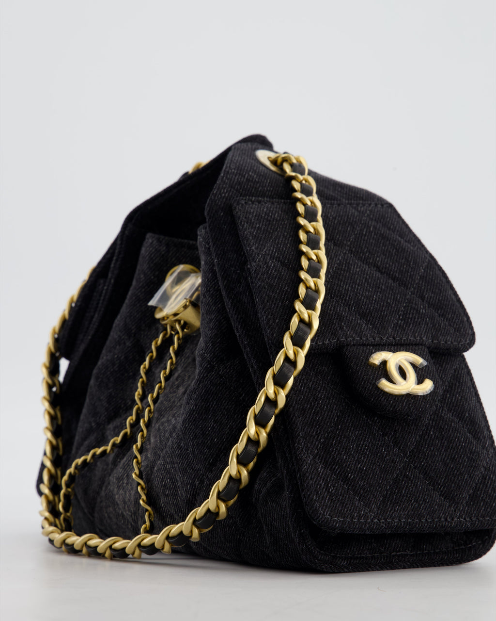 *RARE* Chanel 26C Mini 25 Handbag in Black Denim with Brushed Gold Hardware