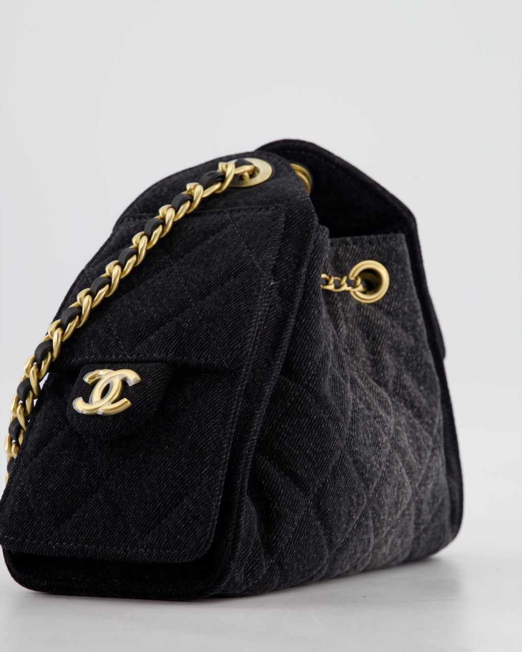 *RARE* Chanel 26C Mini 25 Handbag in Black Denim with Brushed Gold Hardware