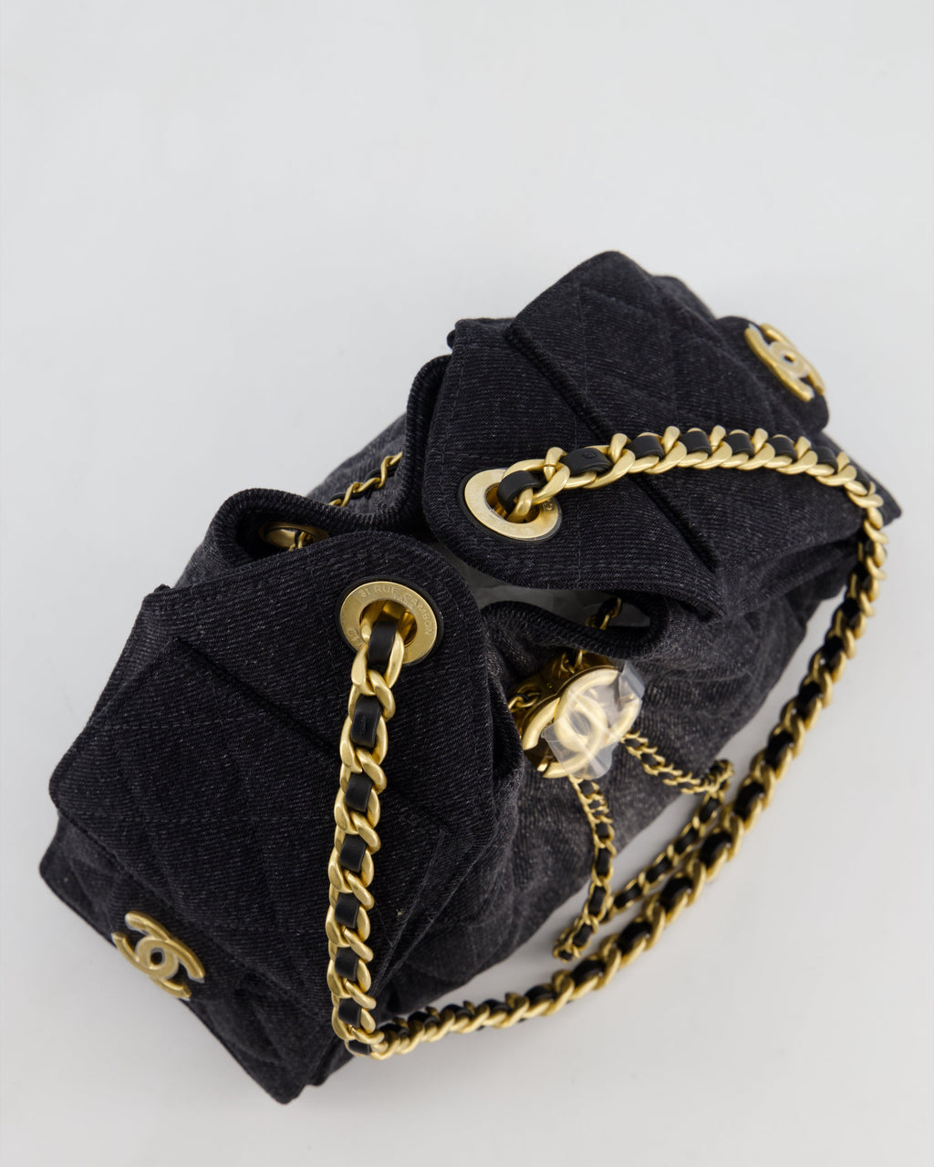 *RARE* Chanel 26C Mini 25 Handbag in Black Denim with Brushed Gold Hardware