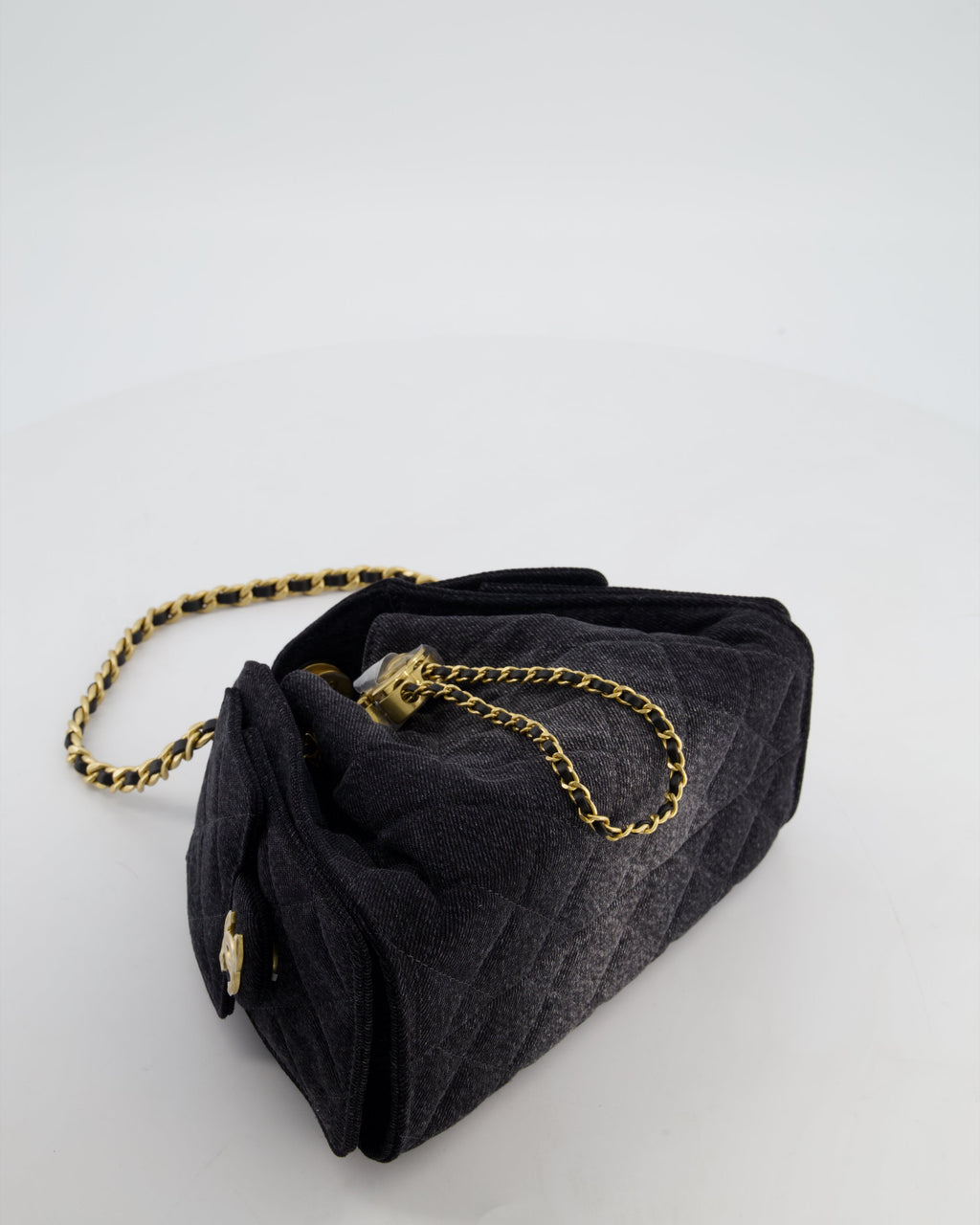 *RARE* Chanel 26C Mini 25 Handbag in Black Denim with Brushed Gold Hardware
