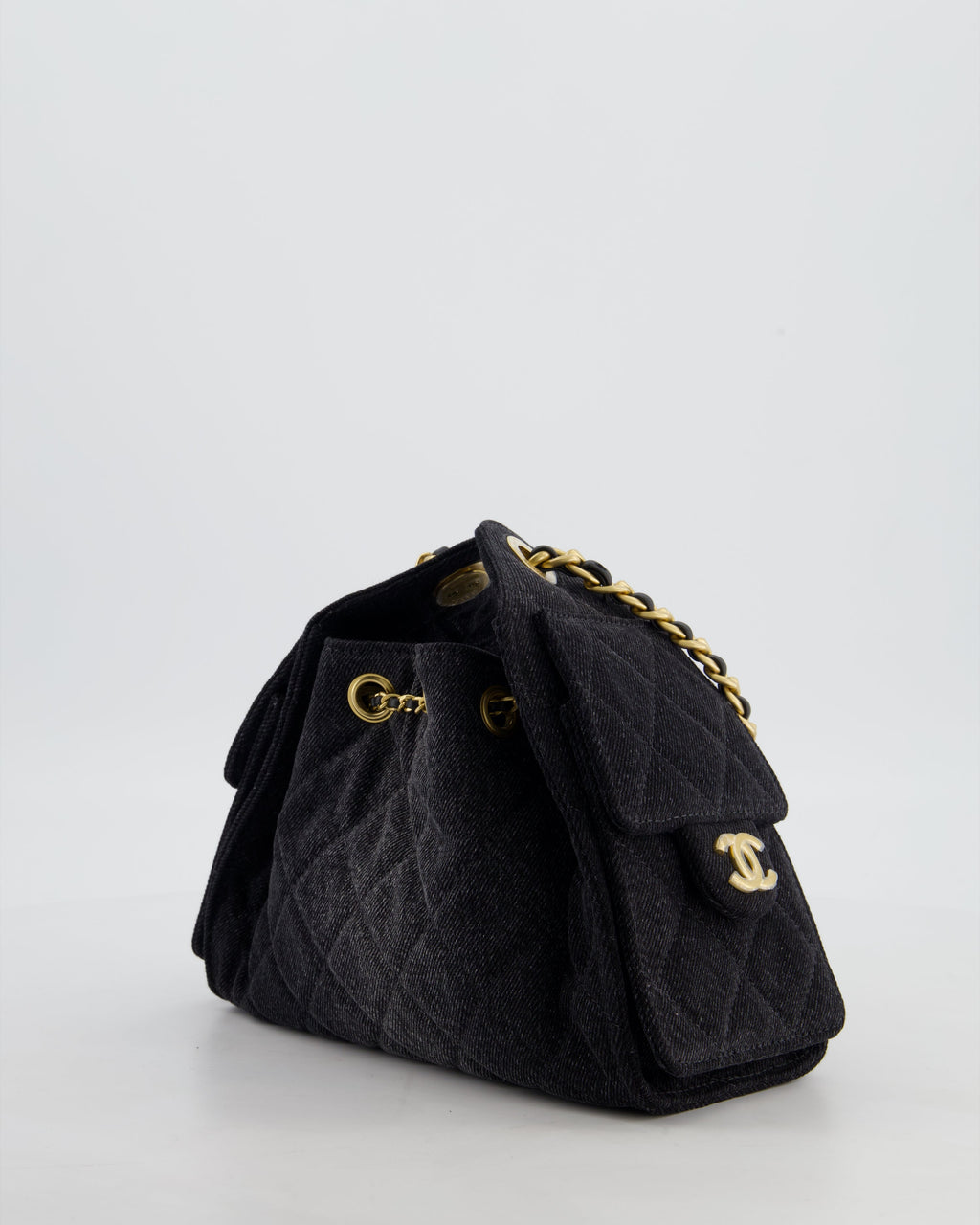 *RARE* Chanel 26C Mini 25 Handbag in Black Denim with Brushed Gold Hardware