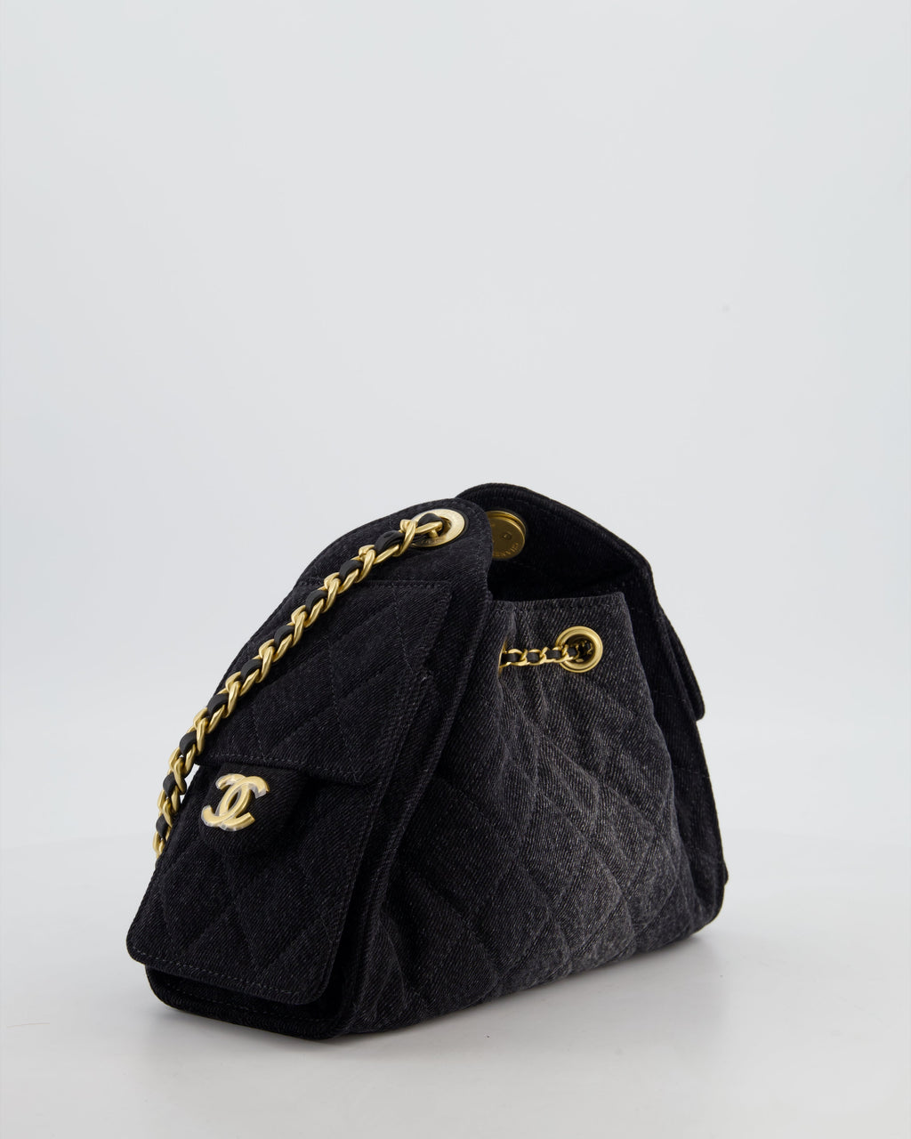 *RARE* Chanel 26C Mini 25 Handbag in Black Denim with Brushed Gold Hardware