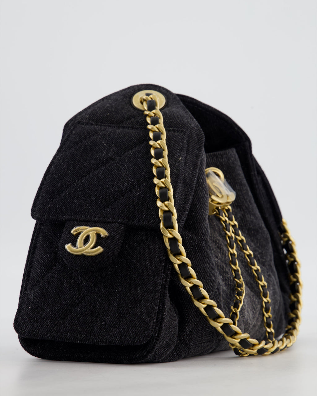 *RARE* Chanel 26C Mini 25 Handbag in Black Denim with Brushed Gold Hardware