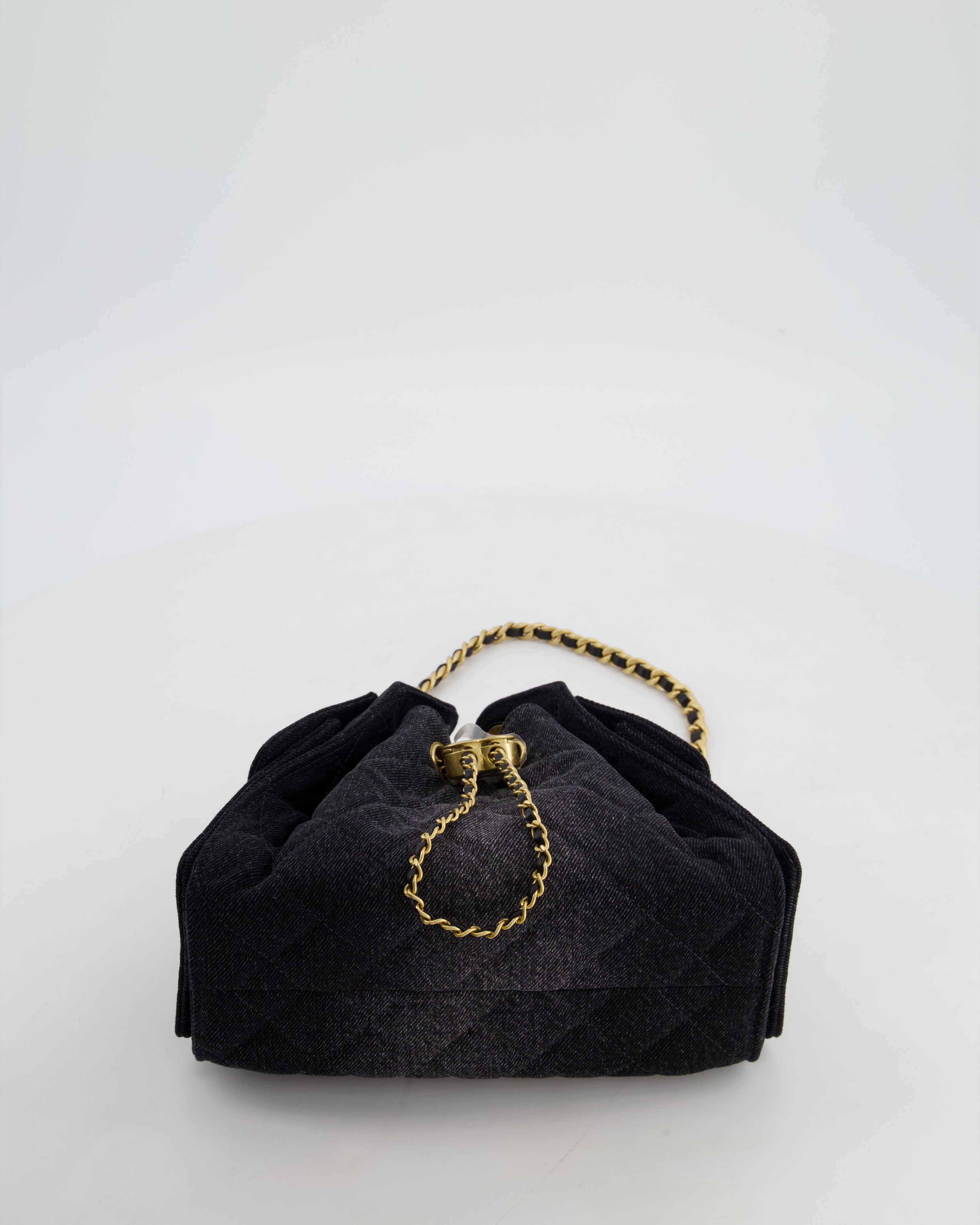 *RARE* Chanel 26C Mini 25 Handbag in Black Denim with Brushed Gold Hardware