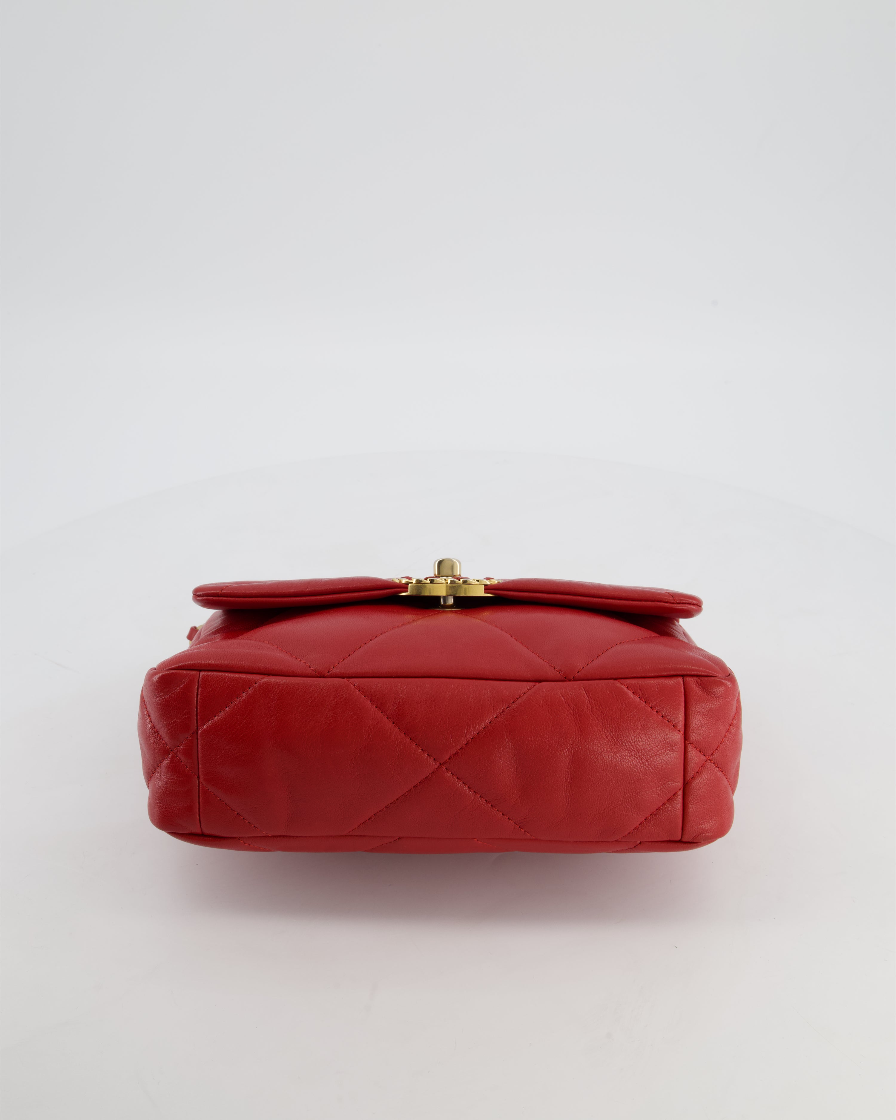 Chanel 19 Small Flap Bag in Deep Red Goatskin Leather with Mixed Hardware