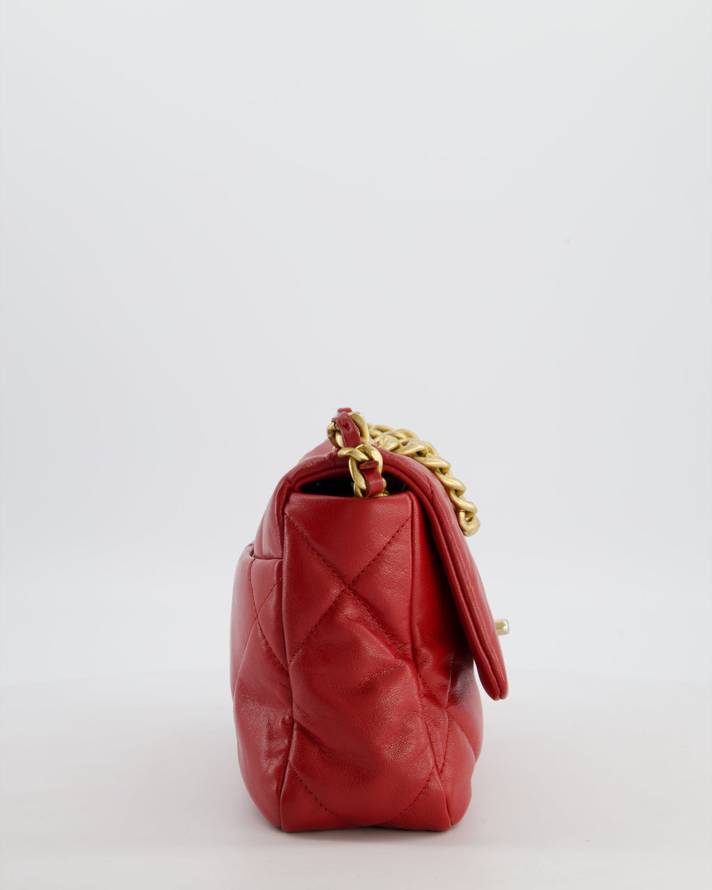 Chanel 19 Small Flap Bag in Deep Red Goatskin Leather with Mixed Hardware
