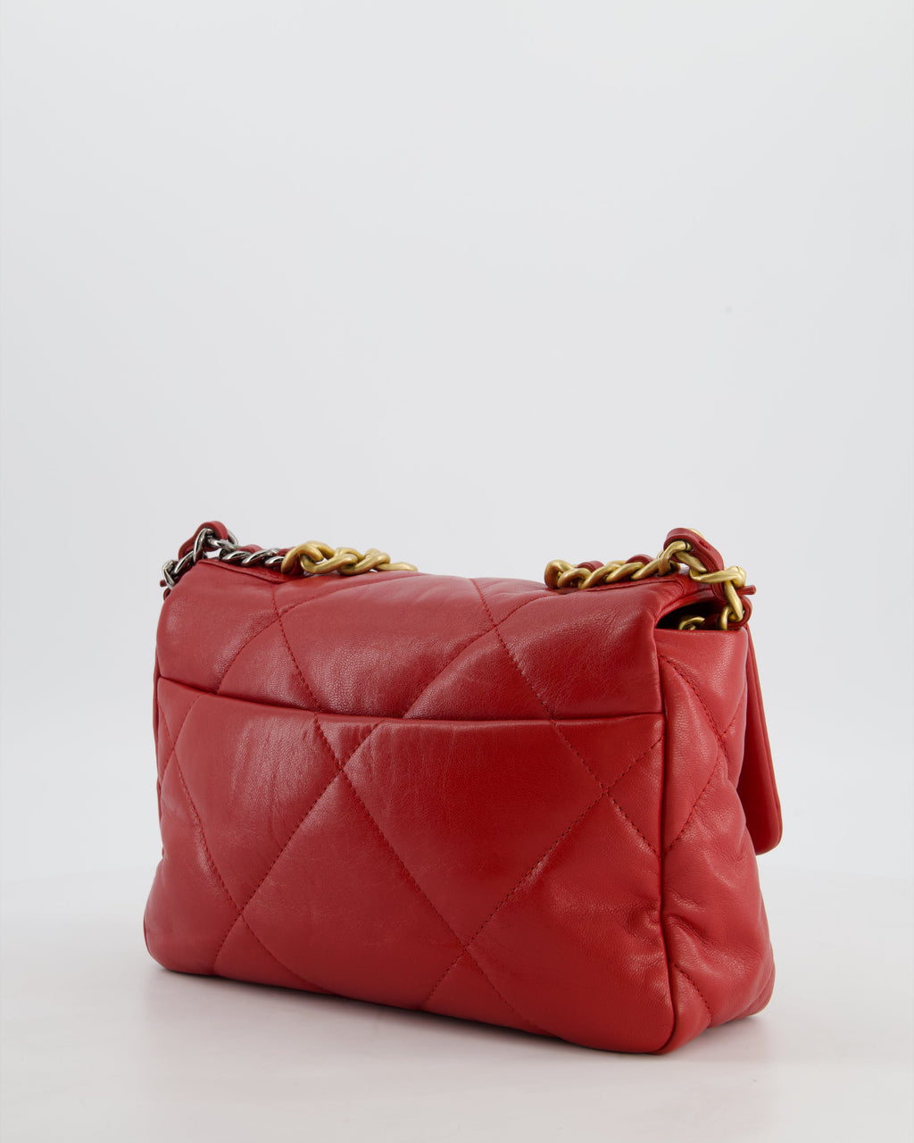 Chanel 19 Small Flap Bag in Deep Red Goatskin Leather with Mixed Hardware