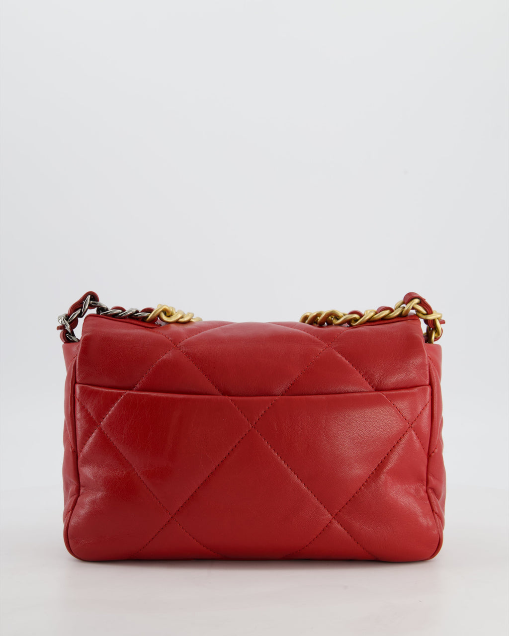 Chanel 19 Small Flap Bag in Deep Red Goatskin Leather with Mixed Hardware